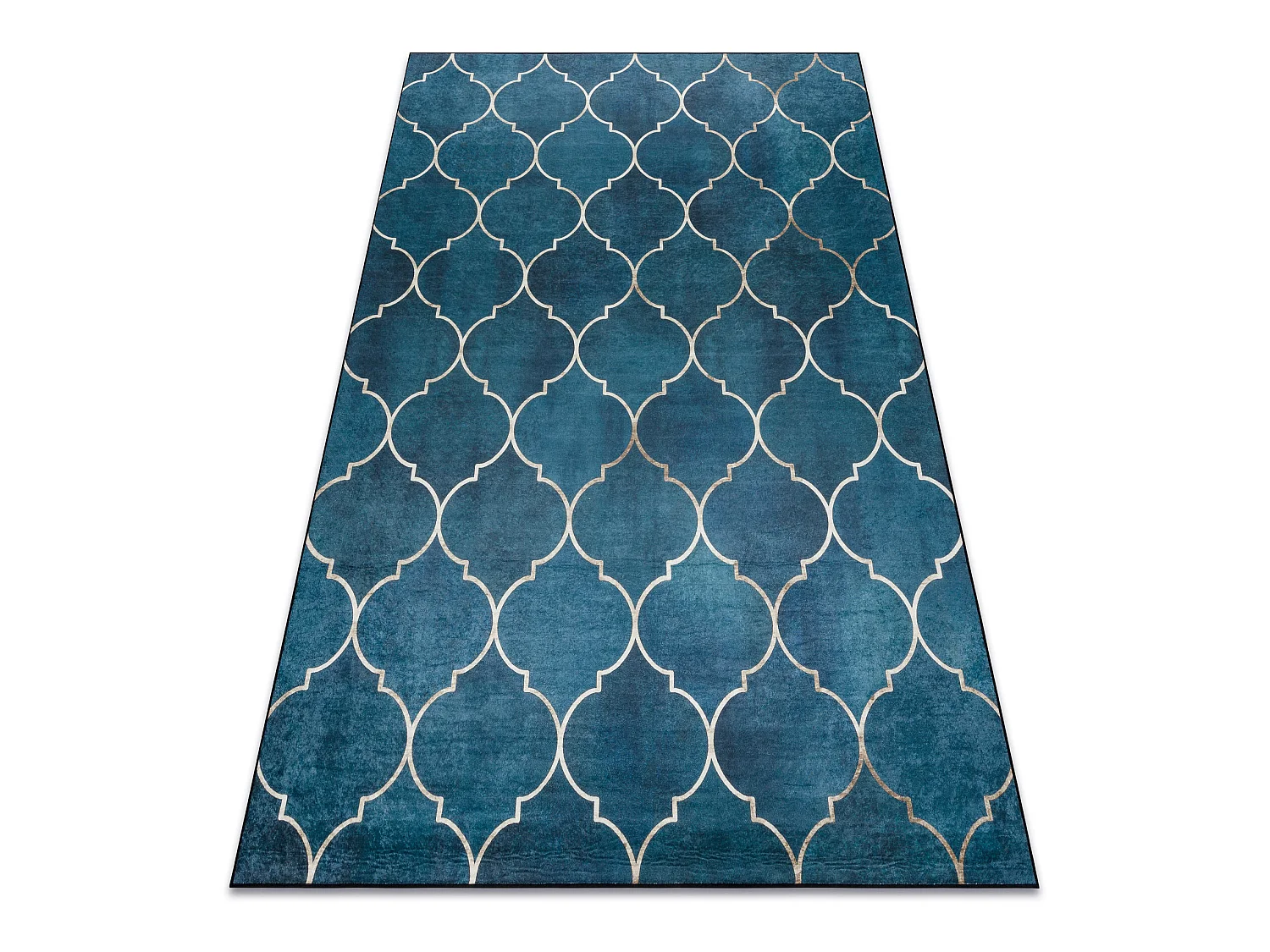 ANDRE 1181 tapijt wasbaar klaver Marokkaanse antislip - blauw 80x150 cm