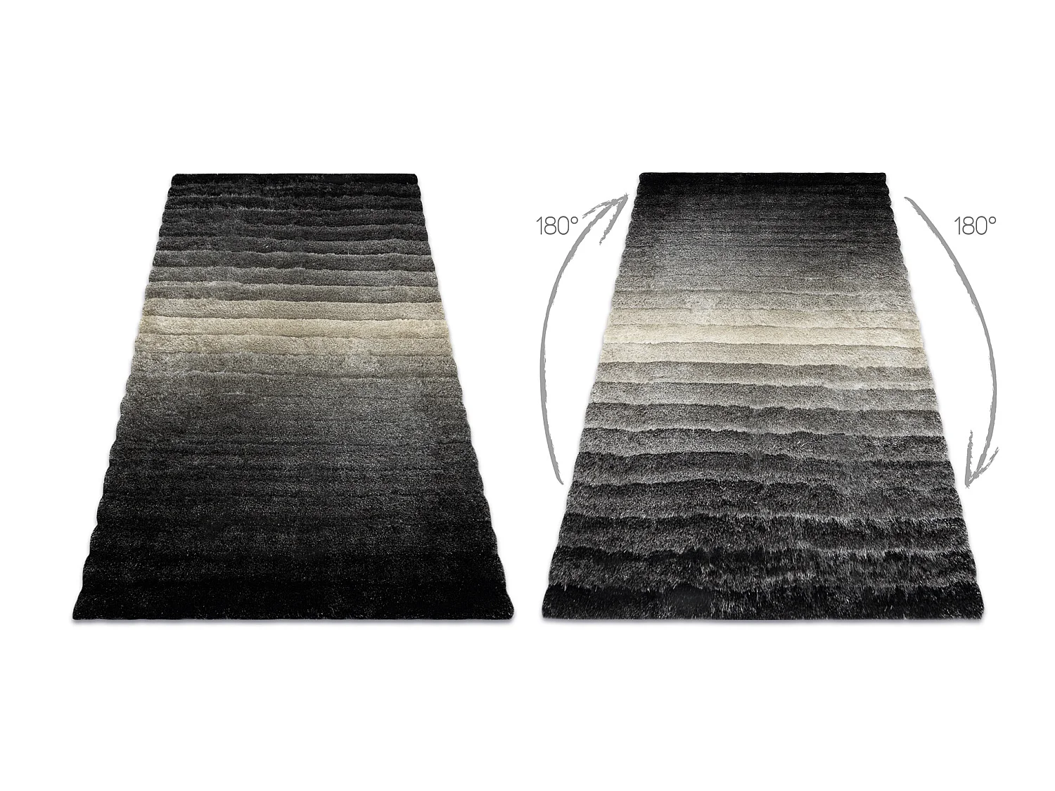Tapis moderne FLIM 007-B6 shaggy, Rayures - Structural gris 80x150 cm