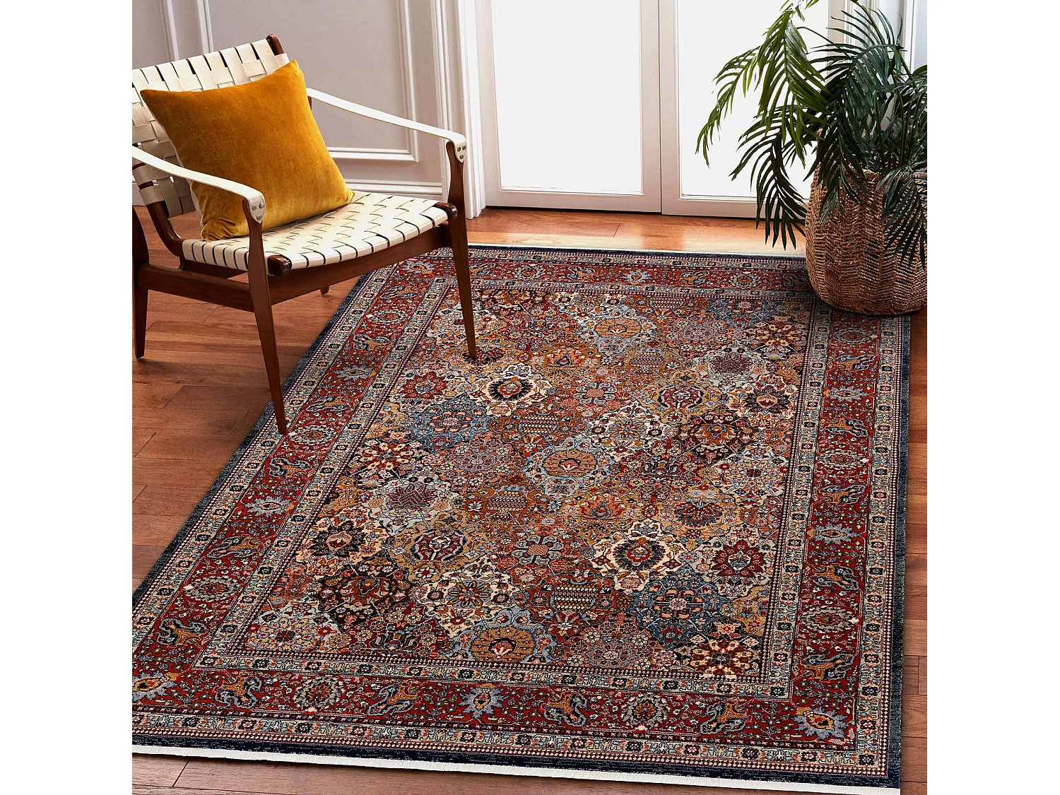 Tapijt KESHAN Ornament, frame oosters 7576/53511 terracotta 160x230 cm