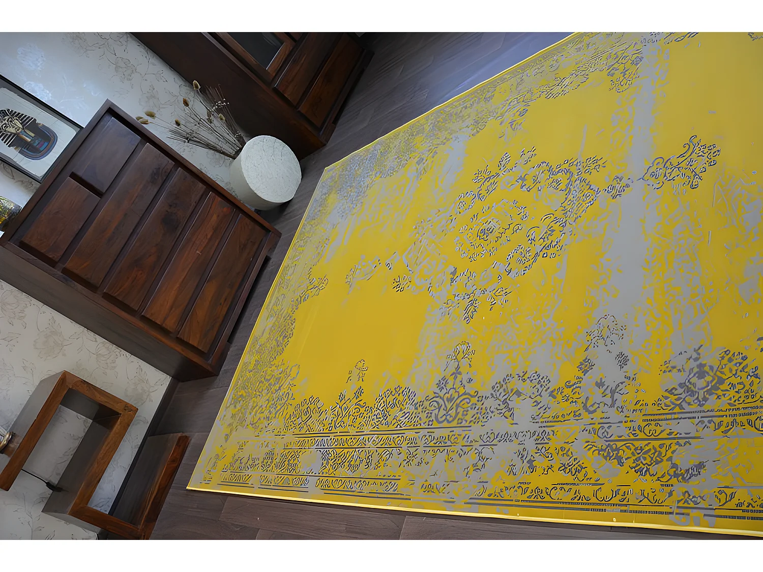 Tapis Vintage Rosette 22206/025 jaune 120x170 cm