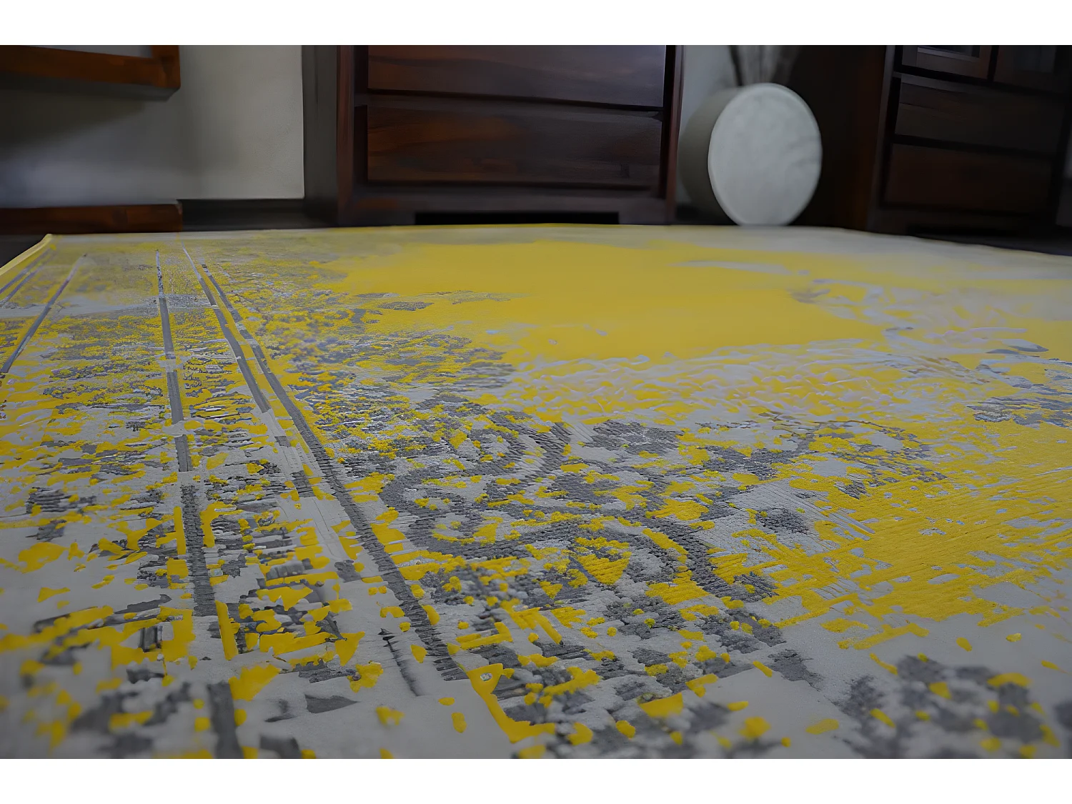 Tapis Vintage Rosette 22206/025 jaune 120x170 cm