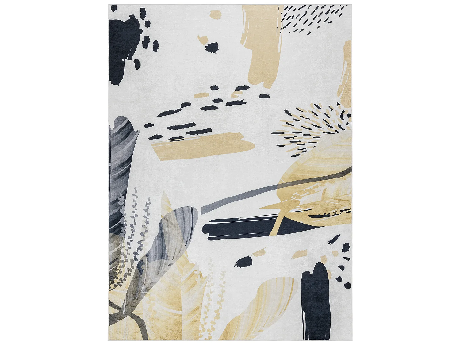 ANDRE 1220 tapijt wasbaar Abstractie antislip - wit / geel 120x170 cm