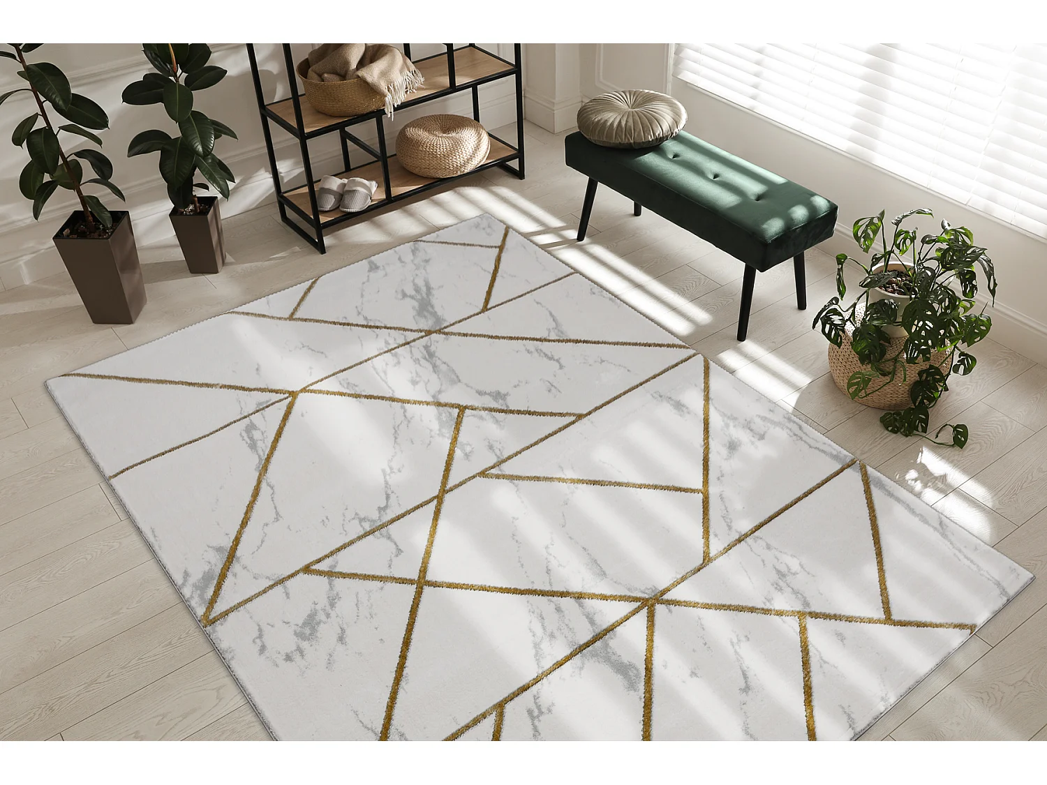 Tapijt EMERALD exclusief 1012 glamour, stijlvol geometrisch, marmer ro 140x190 cm