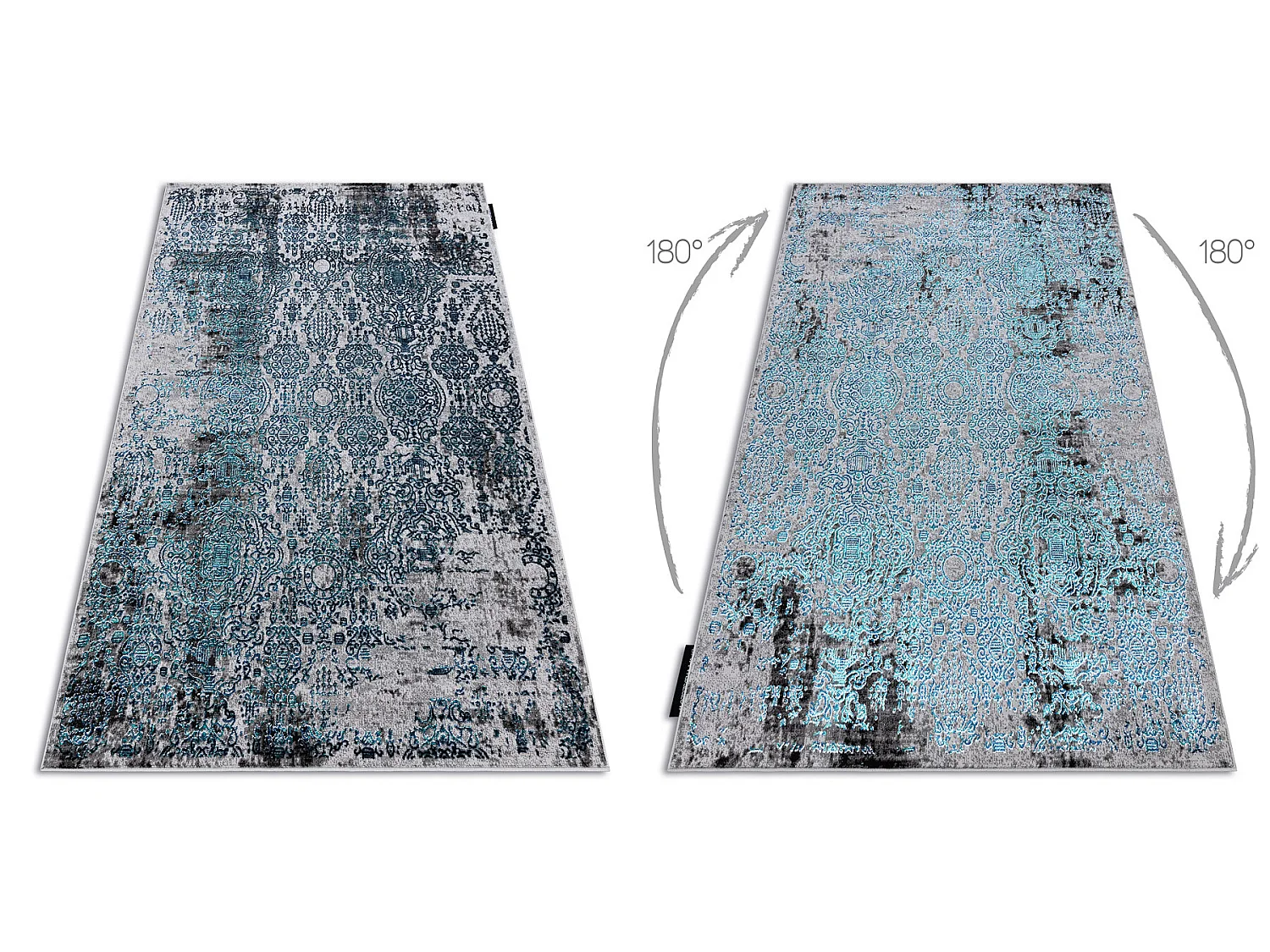 Tapijt DE LUXE modern 2081 Ornament vintage gewreven - Structureel bla 120x170 cm