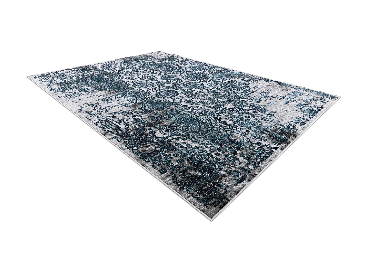 Tapijt DE LUXE modern 2081 Ornament vintage gewreven - Structureel bla 120x170 cm