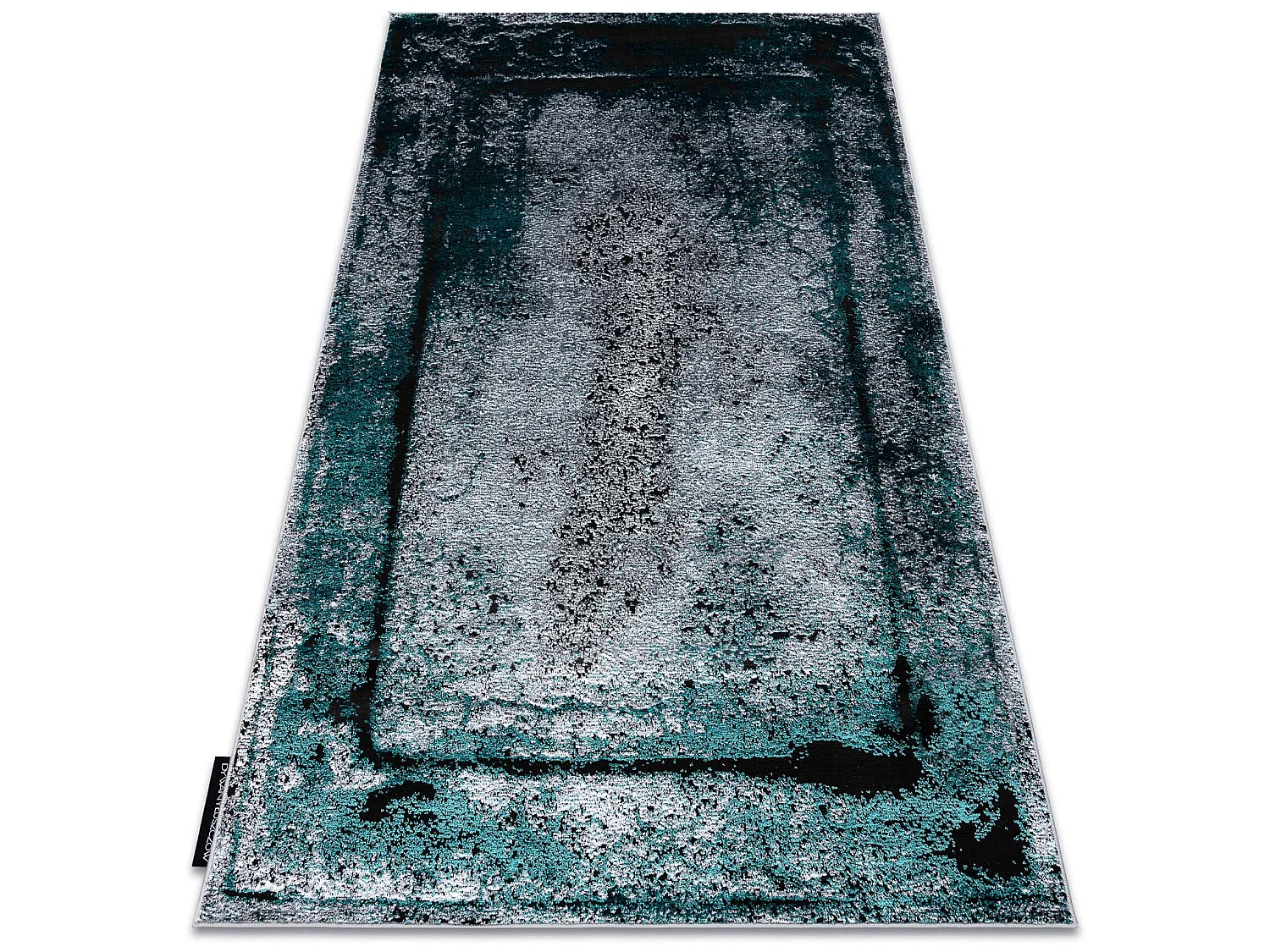 Tapijt DE LUXE modern 624 Frame - Structureel grijs / groen 120x170 cm