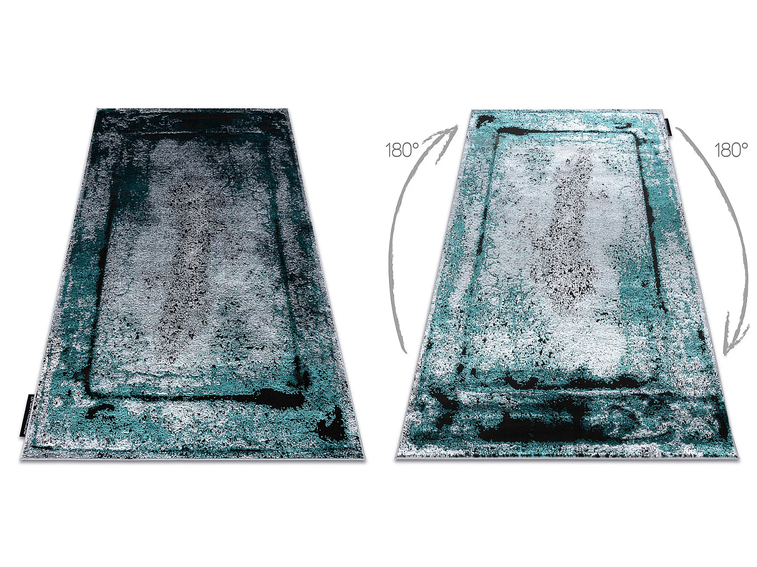 Tapijt DE LUXE modern 624 Frame - Structureel grijs / groen 120x170 cm