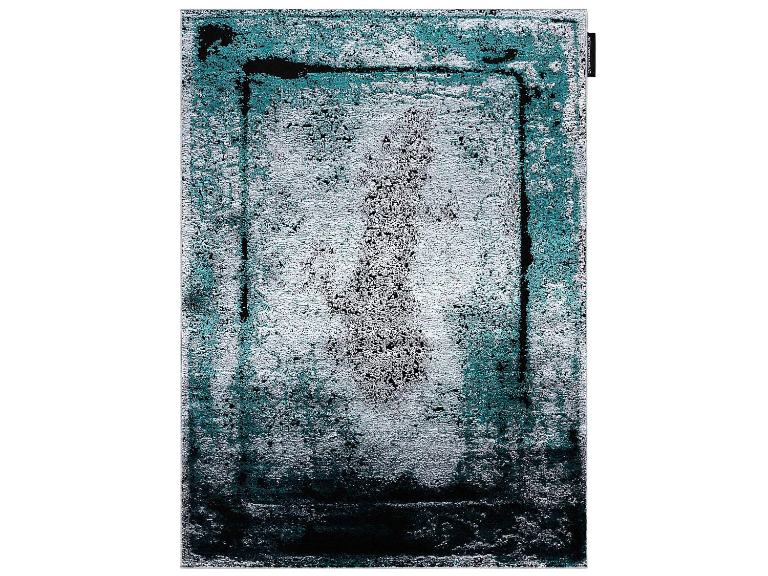 Tapijt DE LUXE modern 624 Frame - Structureel grijs / groen 120x170 cm