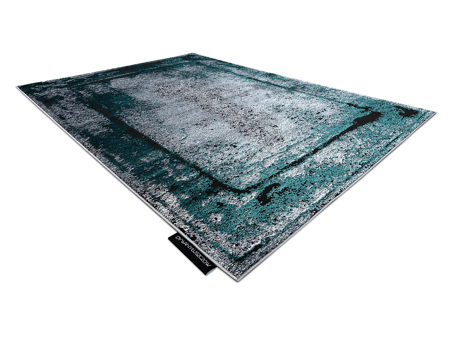 Tapijt DE LUXE modern 624 Frame - Structureel grijs / groen 120x170 cm