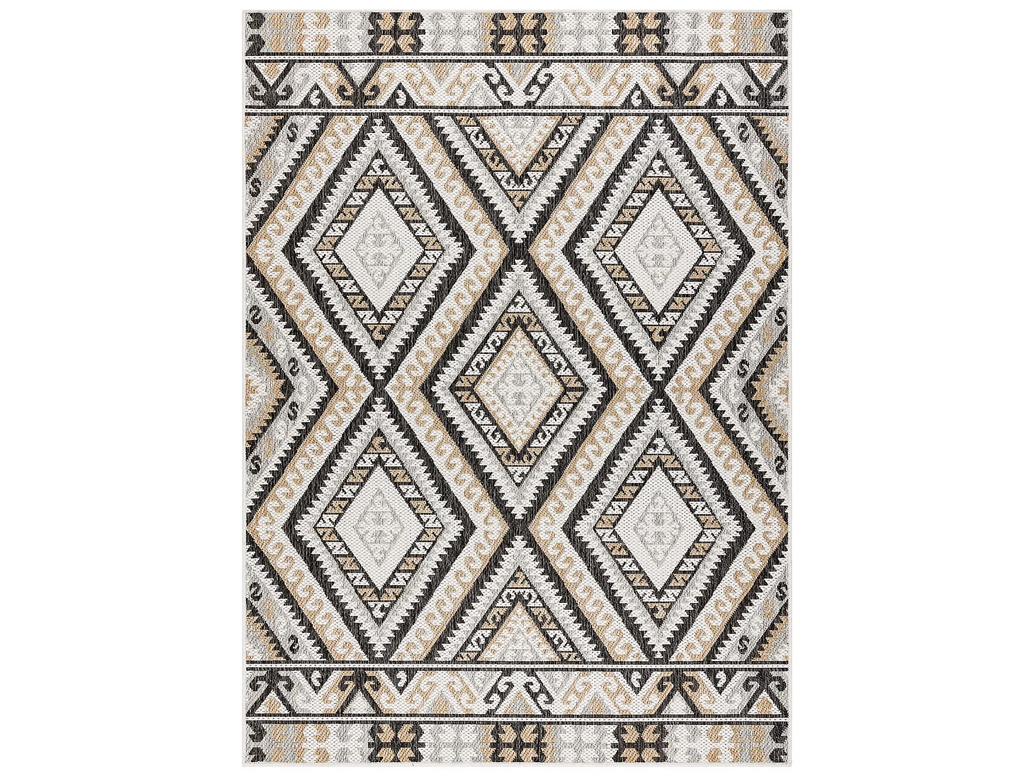 Tapis SIZAL COOPER Diamants, Aztèque, Etno 22224 écru / noir 140x190 cm