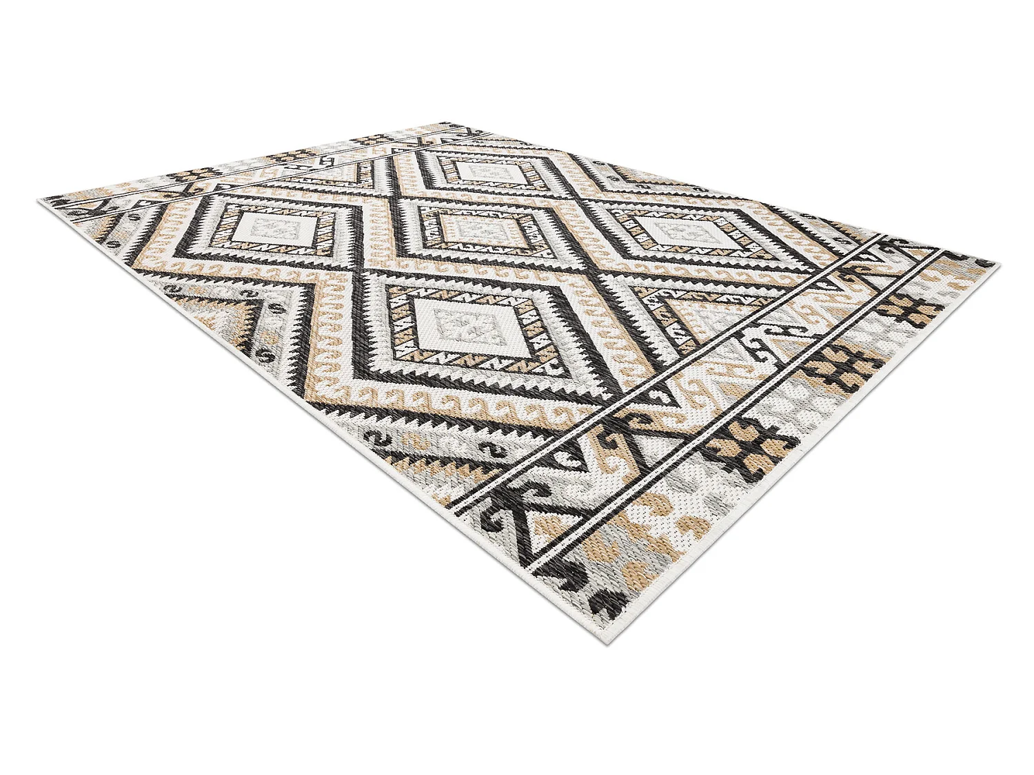 Tapis SIZAL COOPER Diamants, Aztèque, Etno 22224 écru / noir 140x190 cm