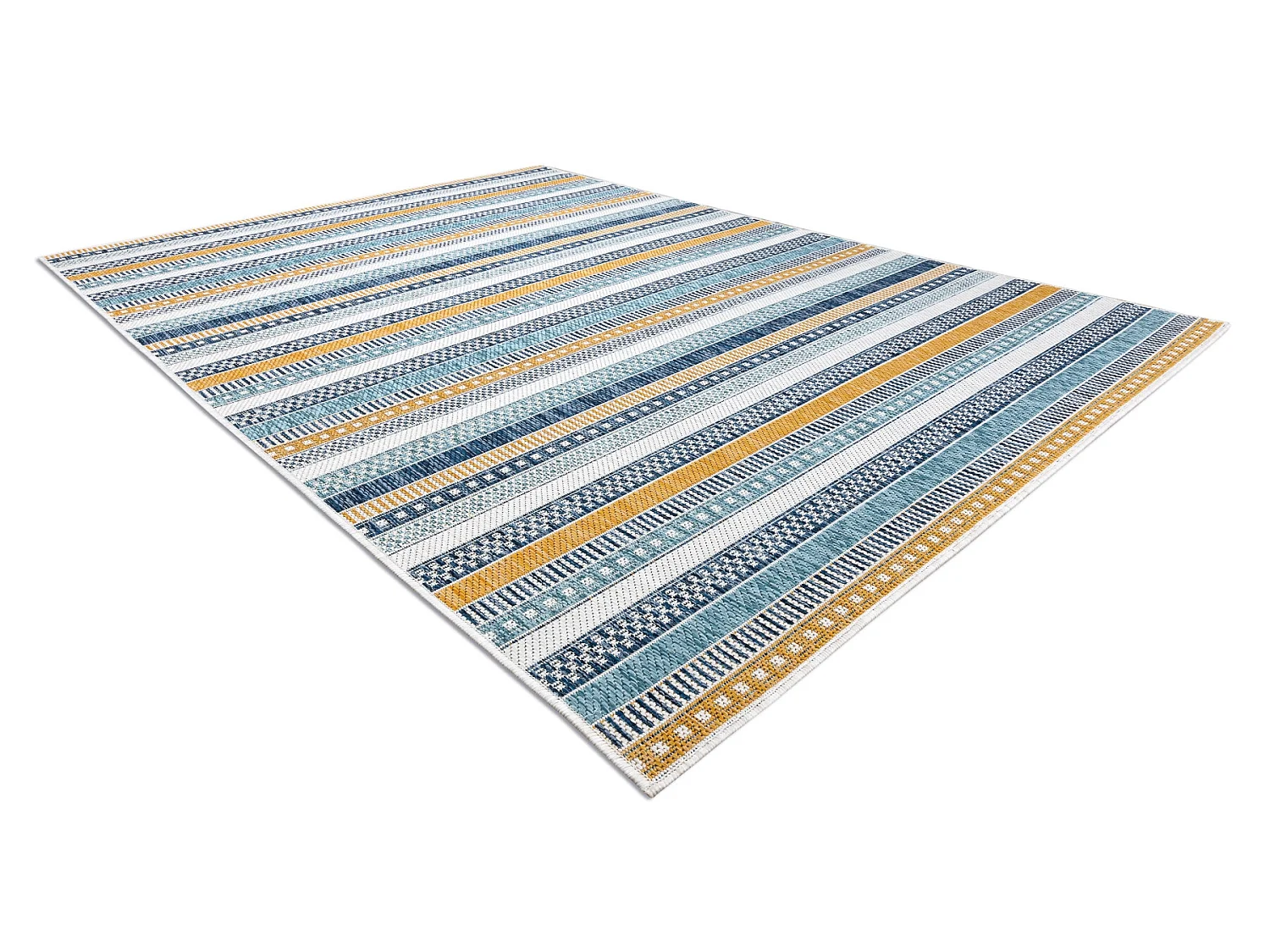 Teppich SISAL COOPER Streifen, Etno 22238 ecru / dunkelblau 140x190 cm