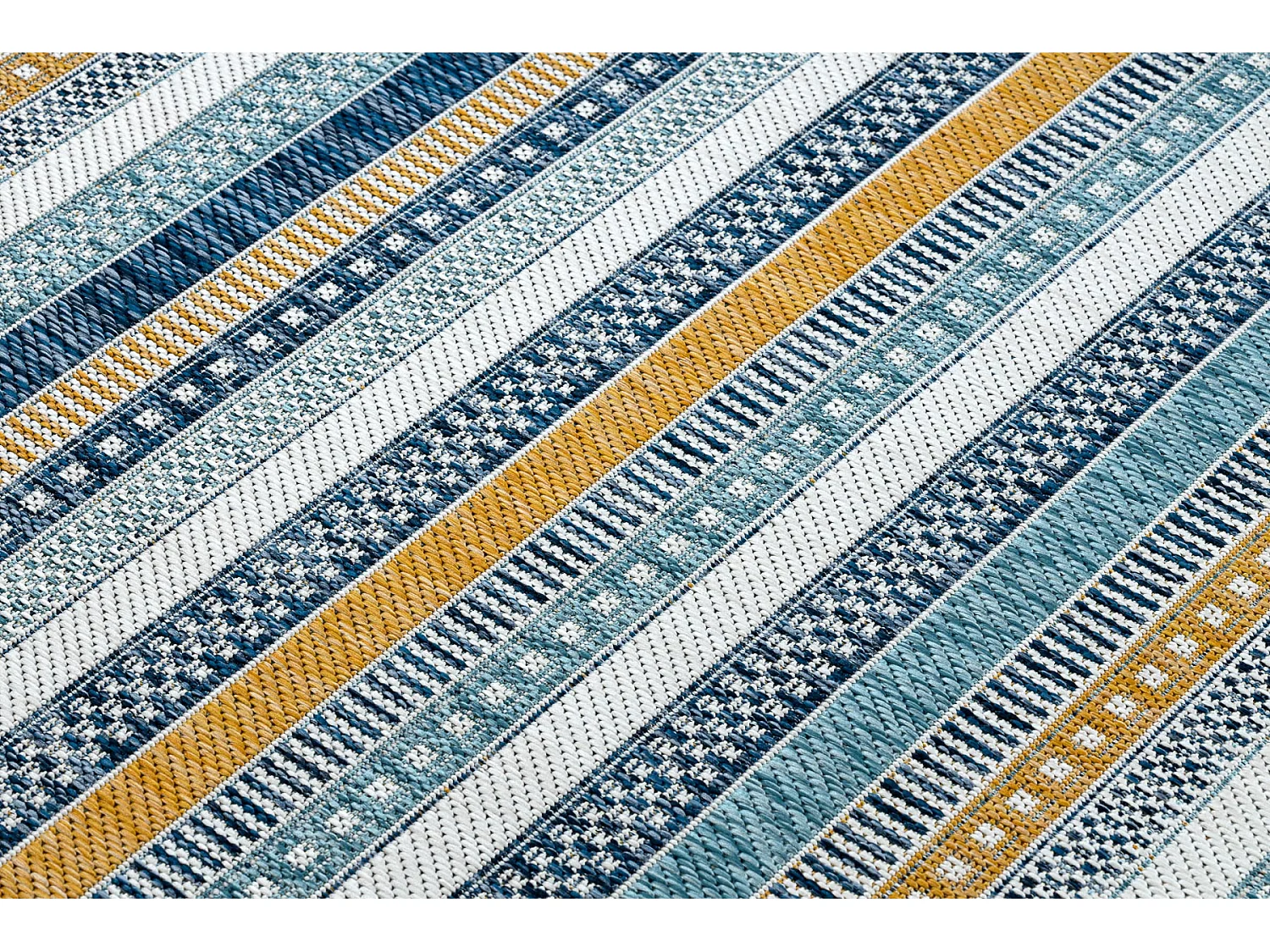 Teppich SISAL COOPER Streifen, Etno 22238 ecru / dunkelblau 140x190 cm