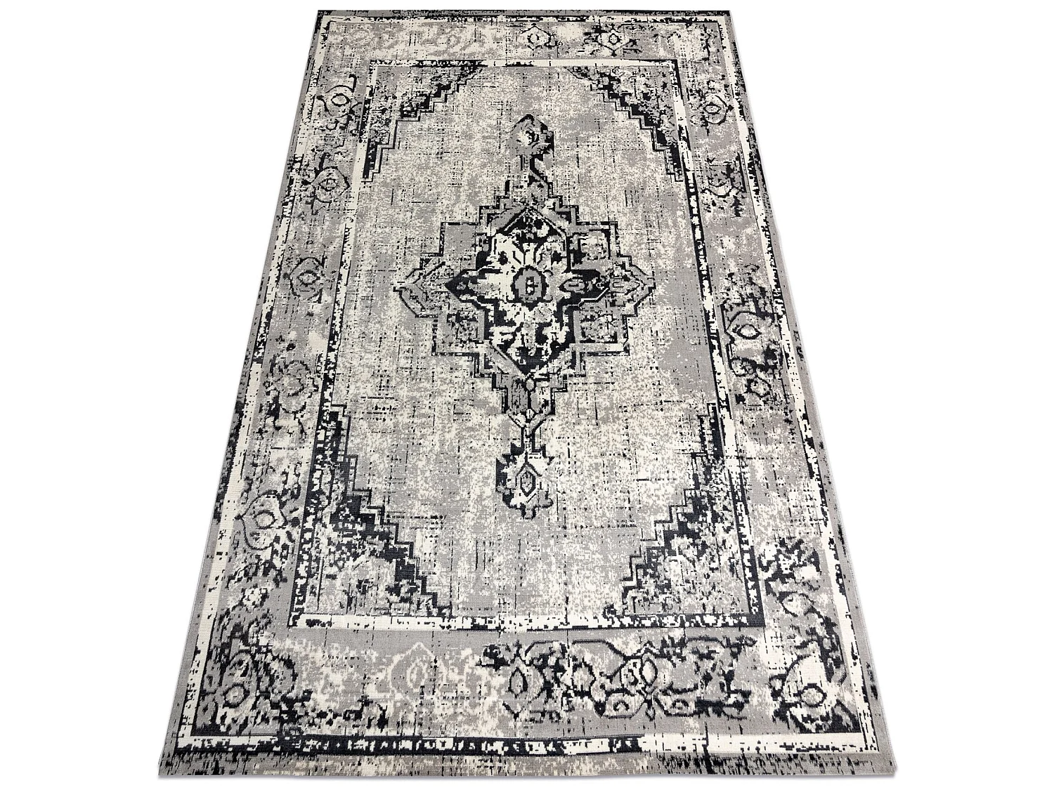 Tapis Vintage Cadre Rosette 22235556 gris / noir 120x170 cm