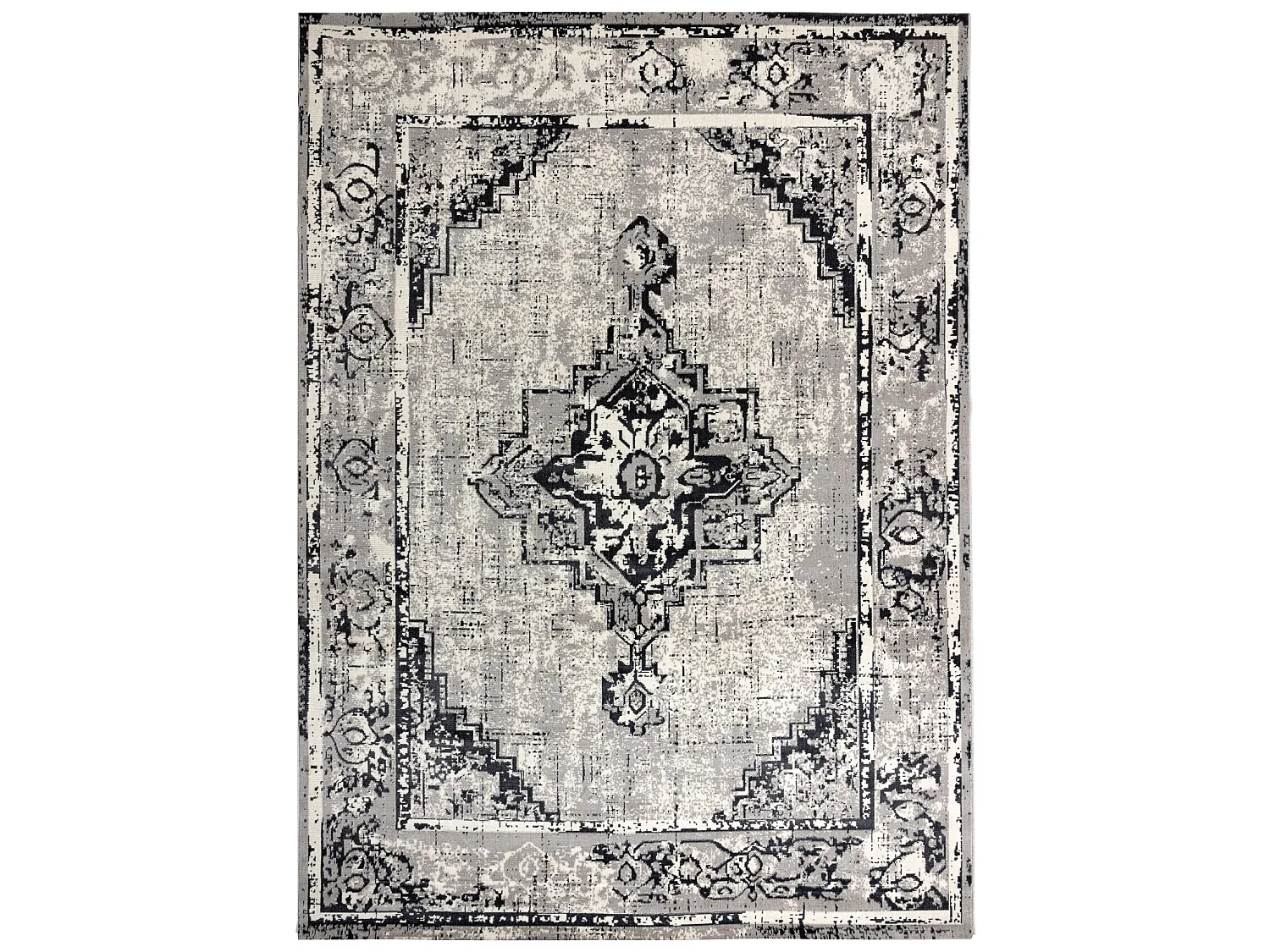 Tapis Vintage Cadre Rosette 22235556 gris / noir 120x170 cm