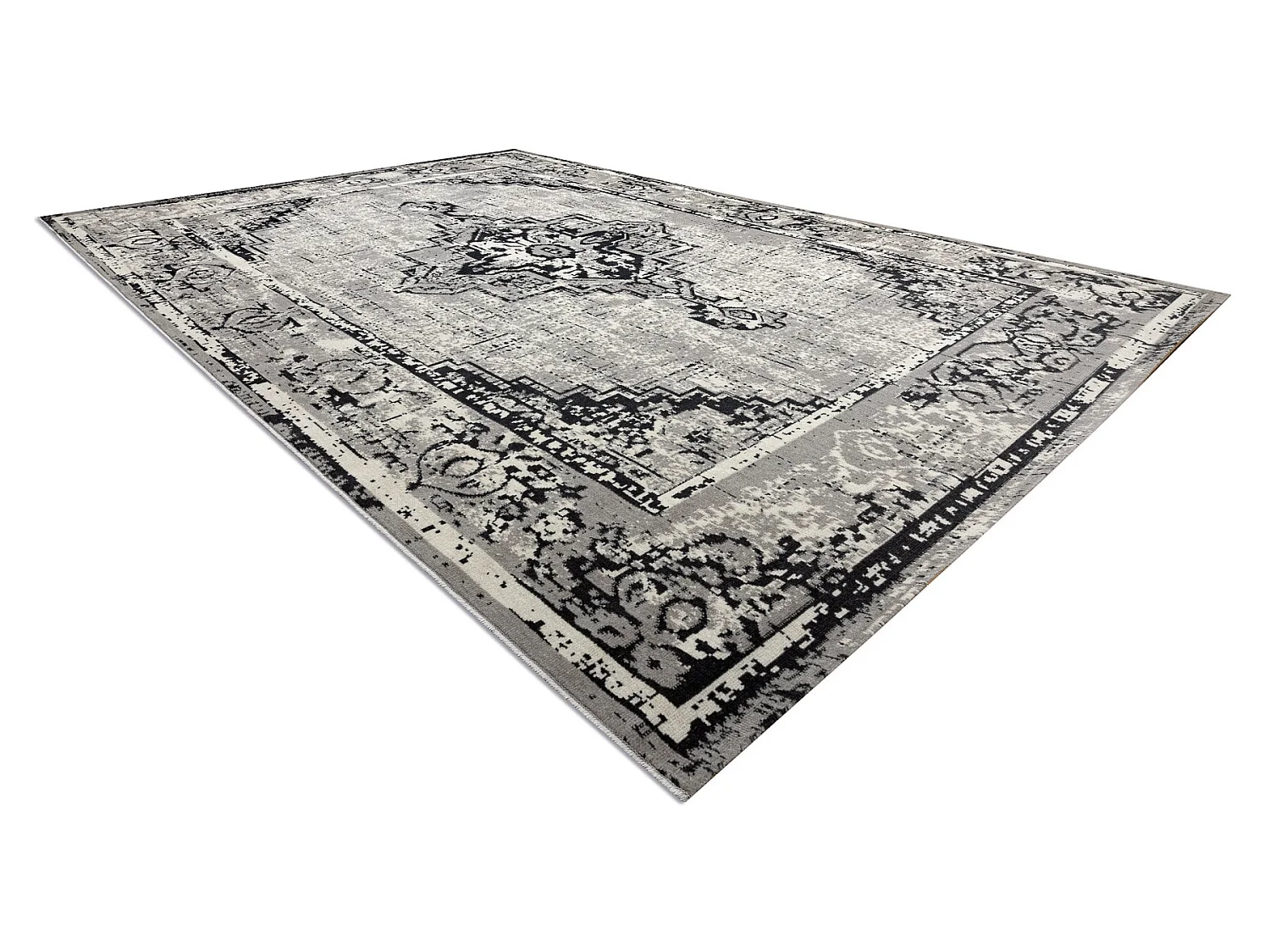 Tapis Vintage Cadre Rosette 22235556 gris / noir 120x170 cm