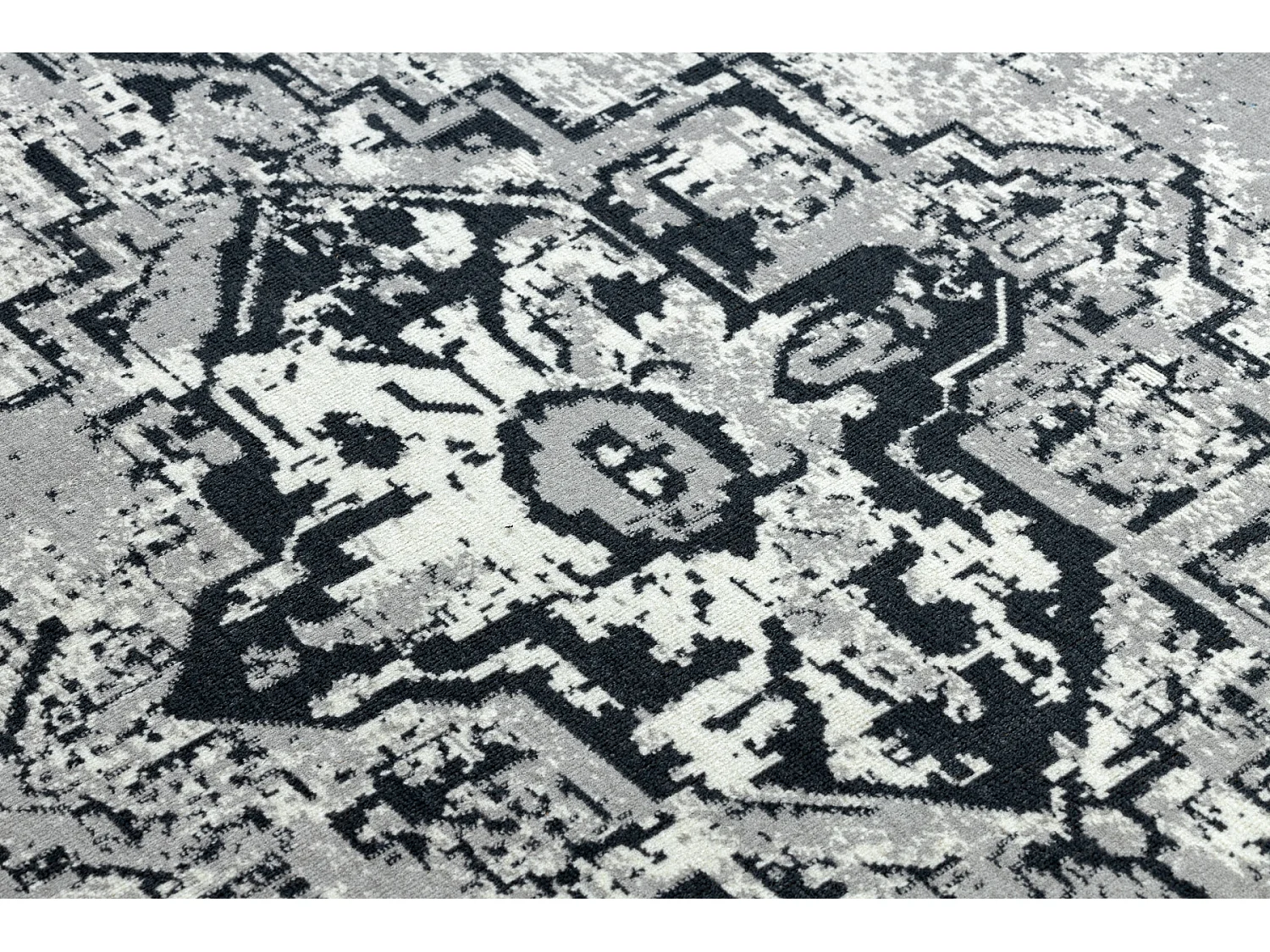 Tapis Vintage Cadre Rosette 22235556 gris / noir 120x170 cm