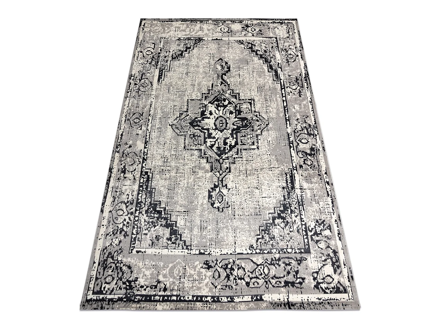 Tapijt Vintage Kader rosette gewreven 22235556 grijskleuring / zwart 120x170 cm