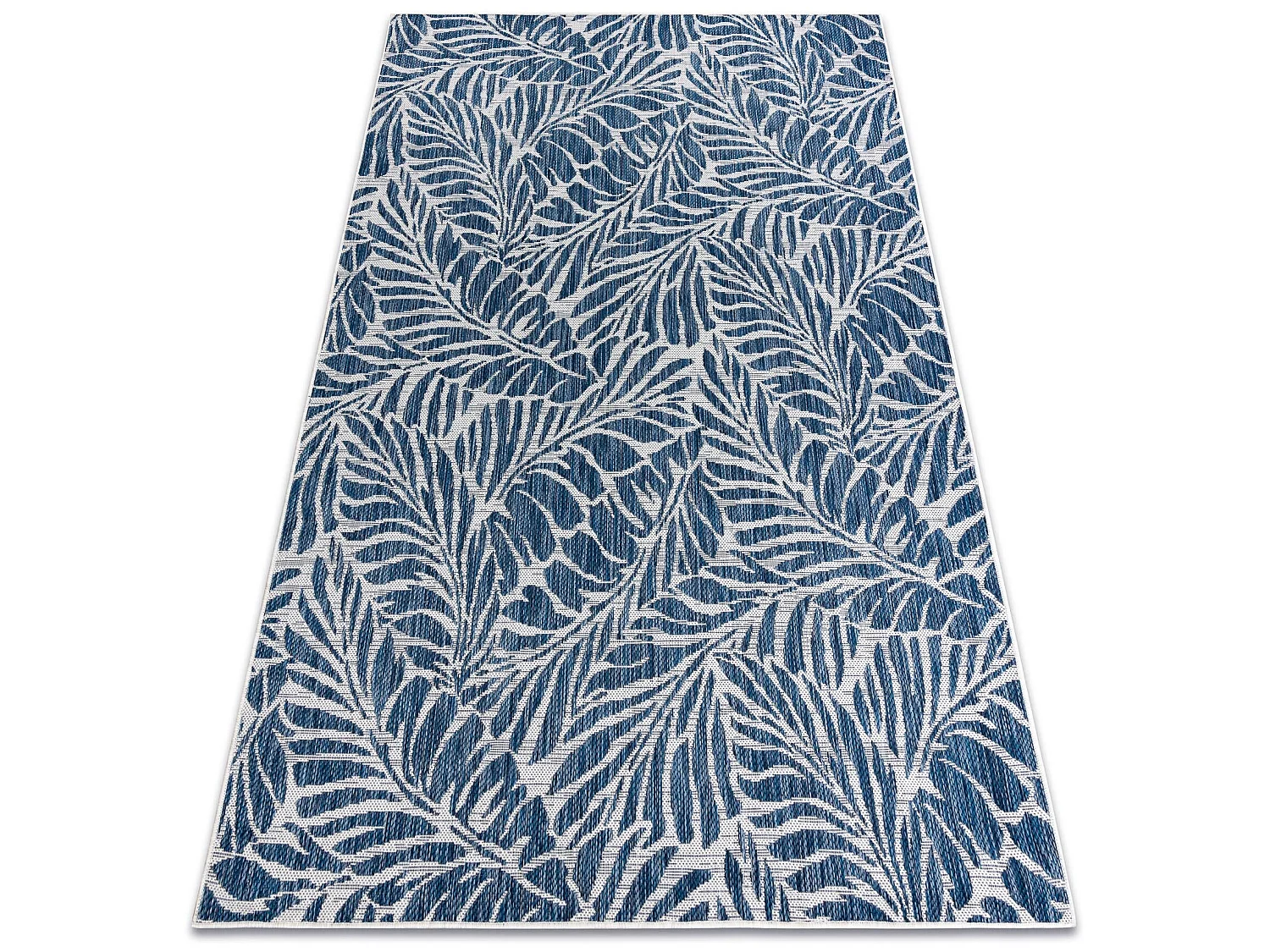 Sisal tapijt SISAL SION Bladje 22151 plat te weven ecru / blauw 140x190 cm