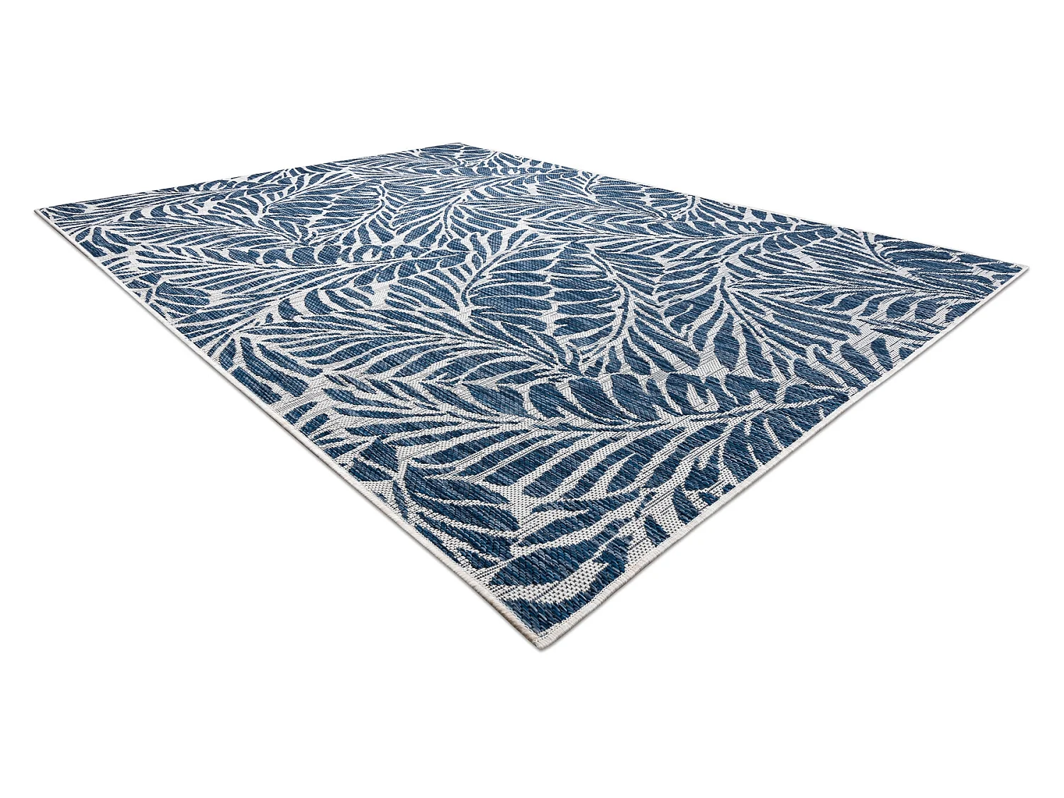 Sisal tapijt SISAL SION Bladje 22151 plat te weven ecru / blauw 140x190 cm