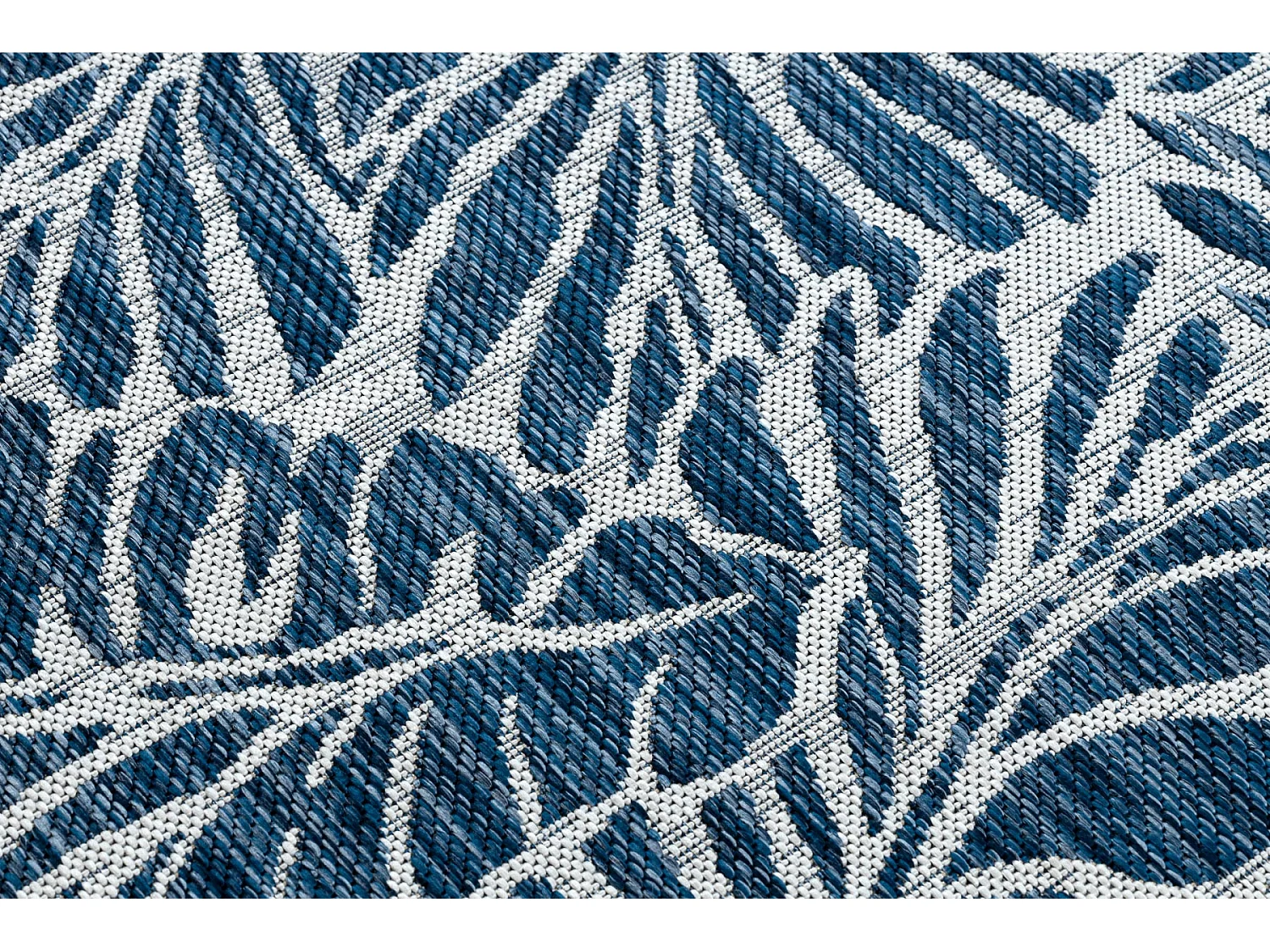 Sisal tapijt SISAL SION Bladje 22151 plat te weven ecru / blauw 140x190 cm