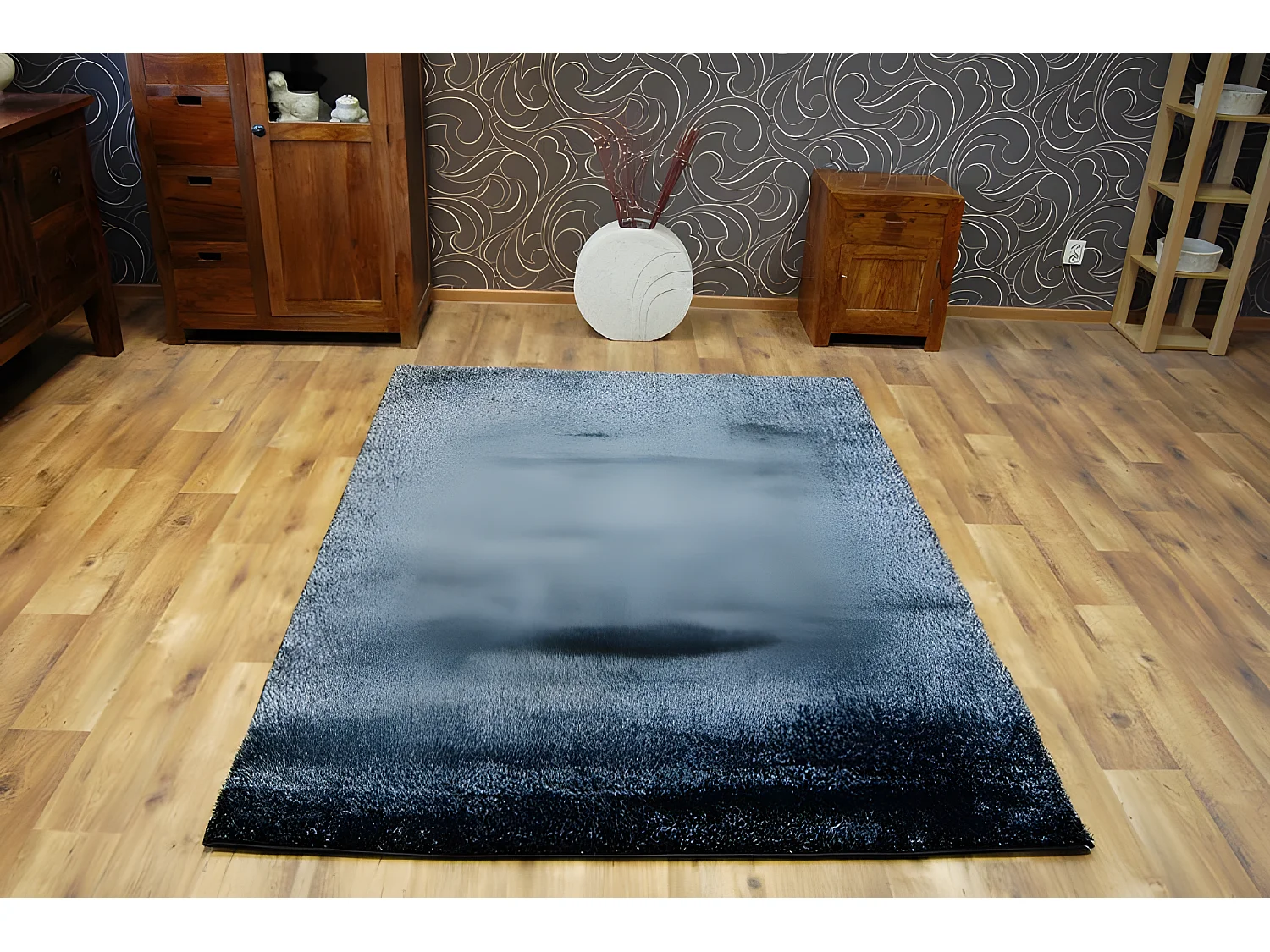 Tapis SHAGGY VERONA noir/argentin 80x150 cm