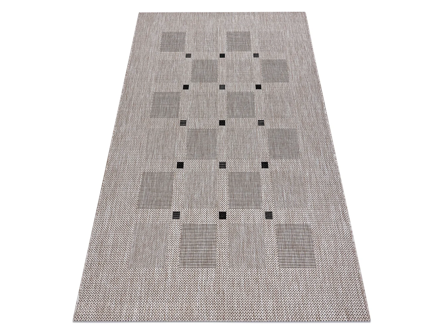 Sisal tapijt SISAL FLOORLUX 20079 BLOEMEN VIERKANTEN zilver / zwartkle 200x290 cm