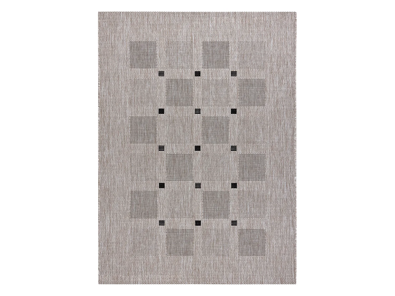 Sisal tapijt SISAL FLOORLUX 20079 BLOEMEN VIERKANTEN zilver / zwartkle 200x290 cm