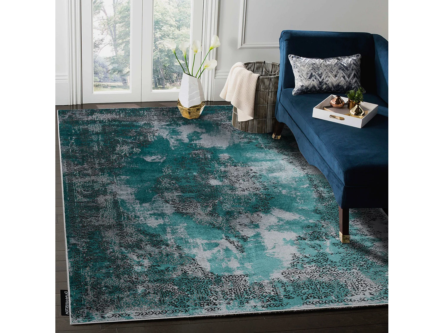 Tapis DE LUXE moderne 6754 Abstraction - Structural vert / gris 120x170 cm