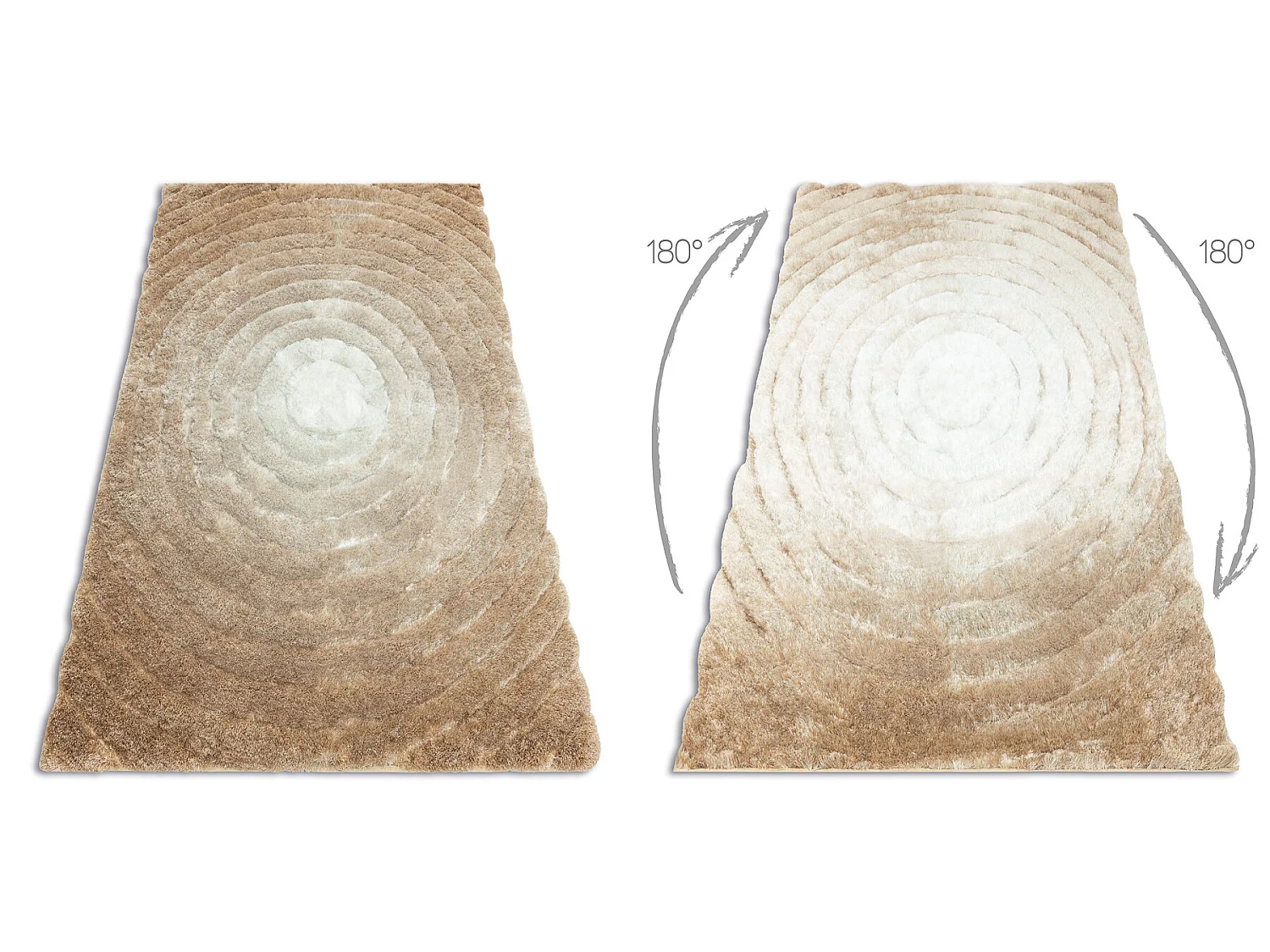 Tapijt shaggy FLIM 008-B1 modern, Wielen cirkels - Structureel, beige 80x150 cm