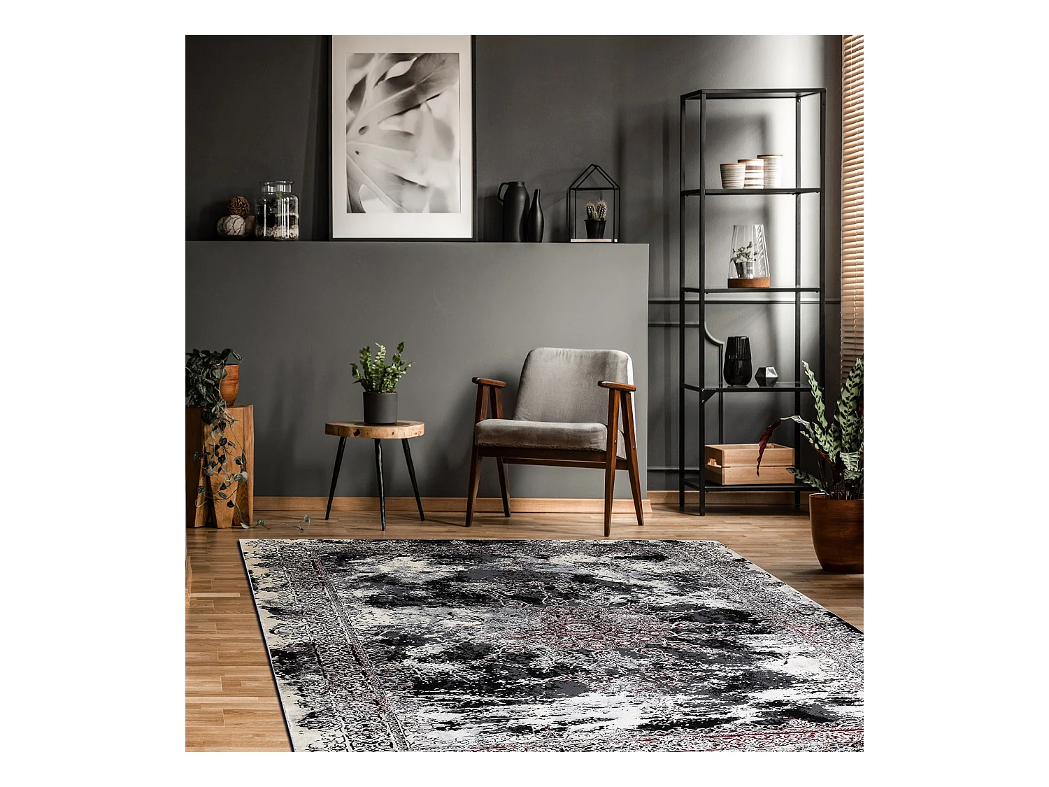 Tapijt VINCI 1407 modern Rozet vintage gewreven - Structureel ivoor /  120x170 cm