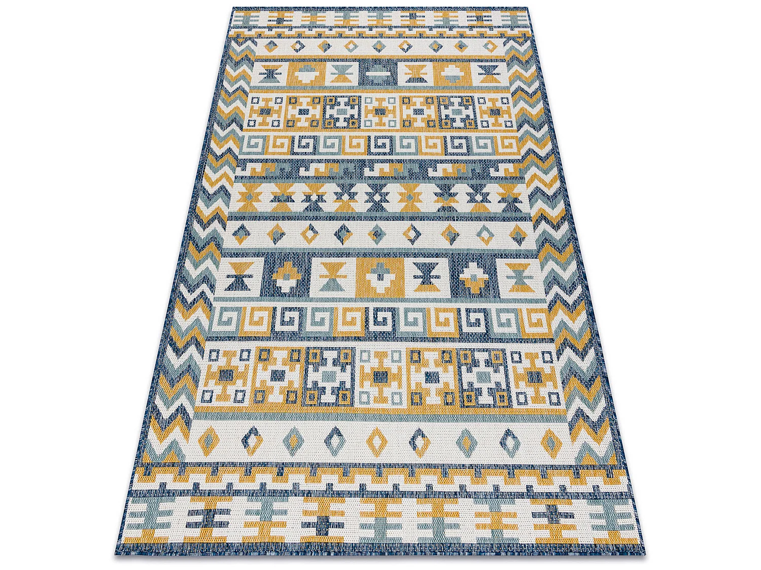 Tapis SIZAL COOPER Aztèque, Etno, Zigzag 22218 écru / bleu foncé 140x190 cm