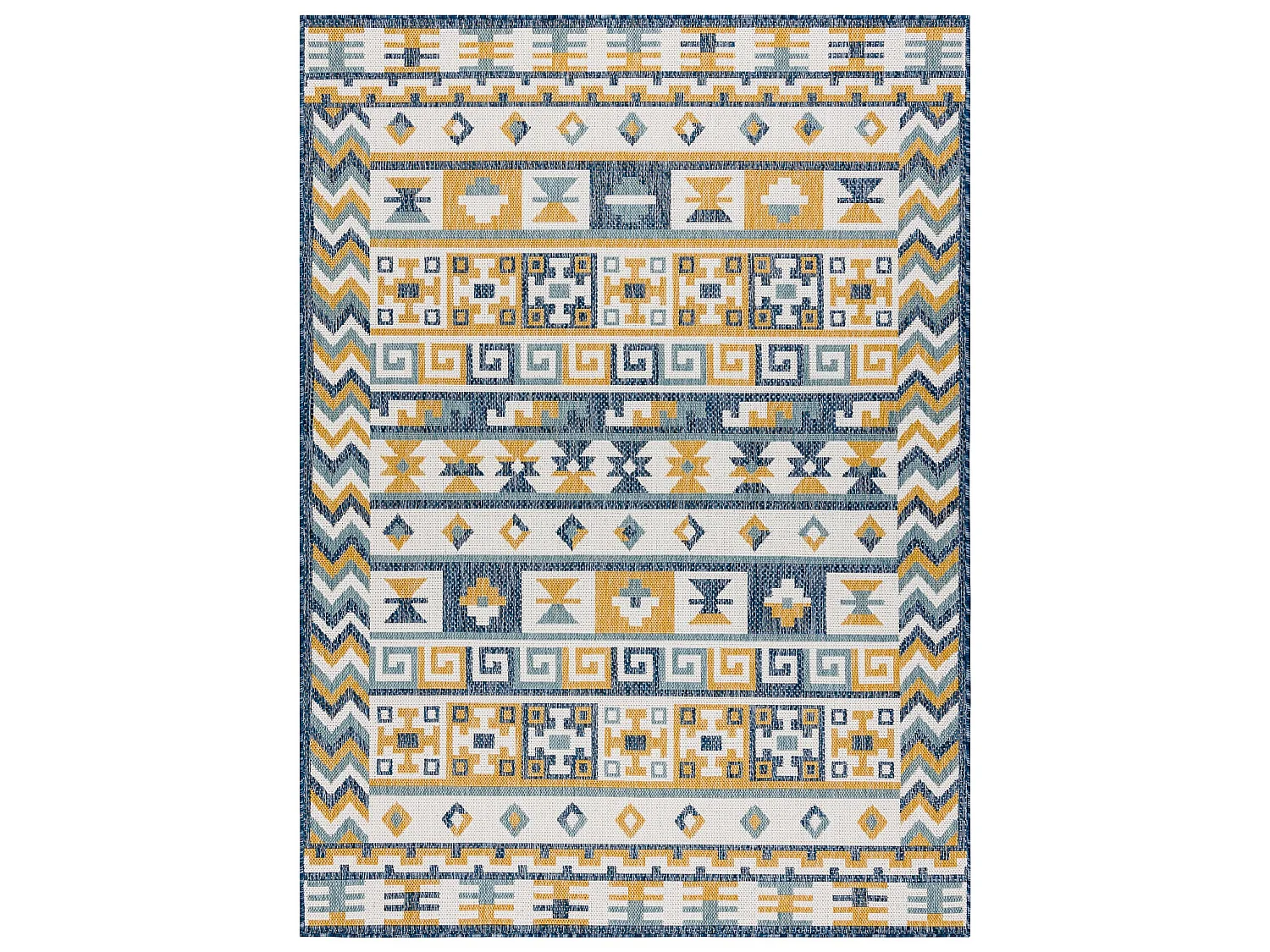 Tapis SIZAL COOPER Aztèque, Etno, Zigzag 22218 écru / bleu foncé 140x190 cm