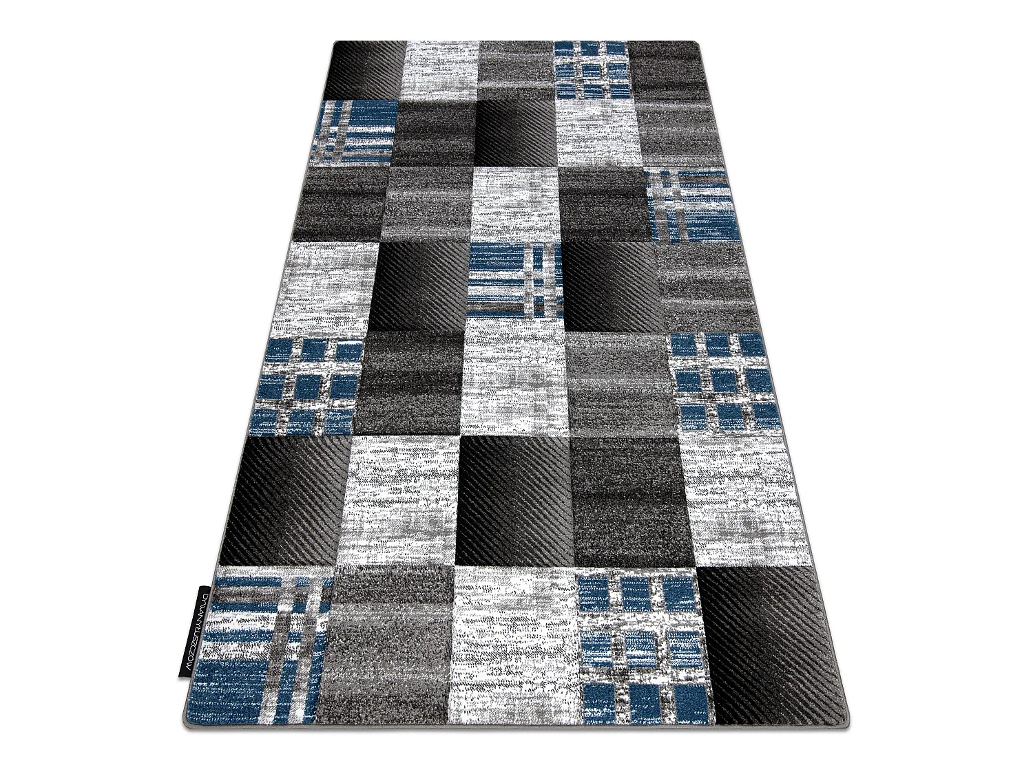 Tapis ALTER Siena carrés treillis bleu 140x190 cm