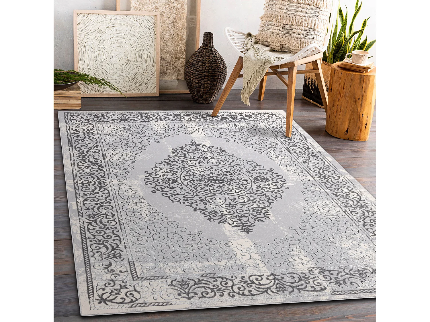 Tapis CORE W7161 Rosette Vintage - structurel, deux niveaux de molleto 140x190 cm