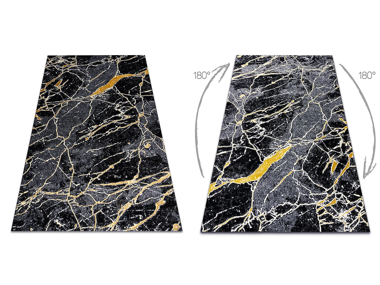 Tapis GLOSS moderne  529A 82 Marbre, calcul, élégant, glamour noir / 140x190 cm