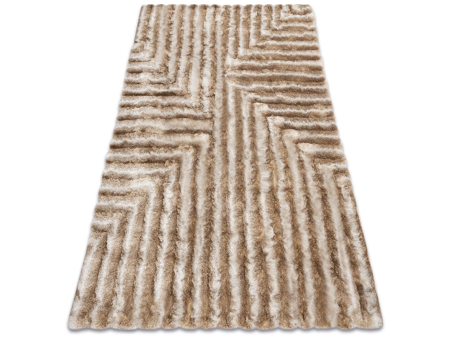 Tapijt shaggy FLIM 010-B1 modern, Labirynt - Structureel, beige 80x150 cm