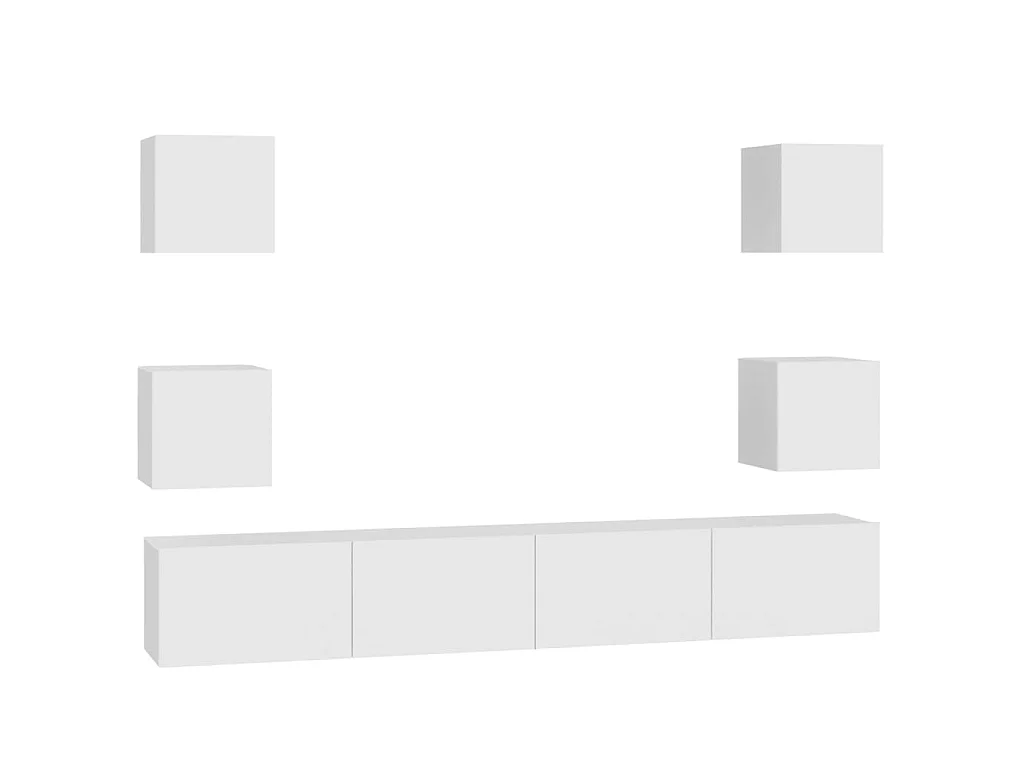 6-delige Tv-meubelset bewerkt hout wit NL806952