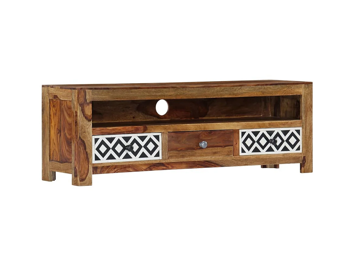Meuble TV 120x30x40 cm Bois de Sesham solide BE33764
