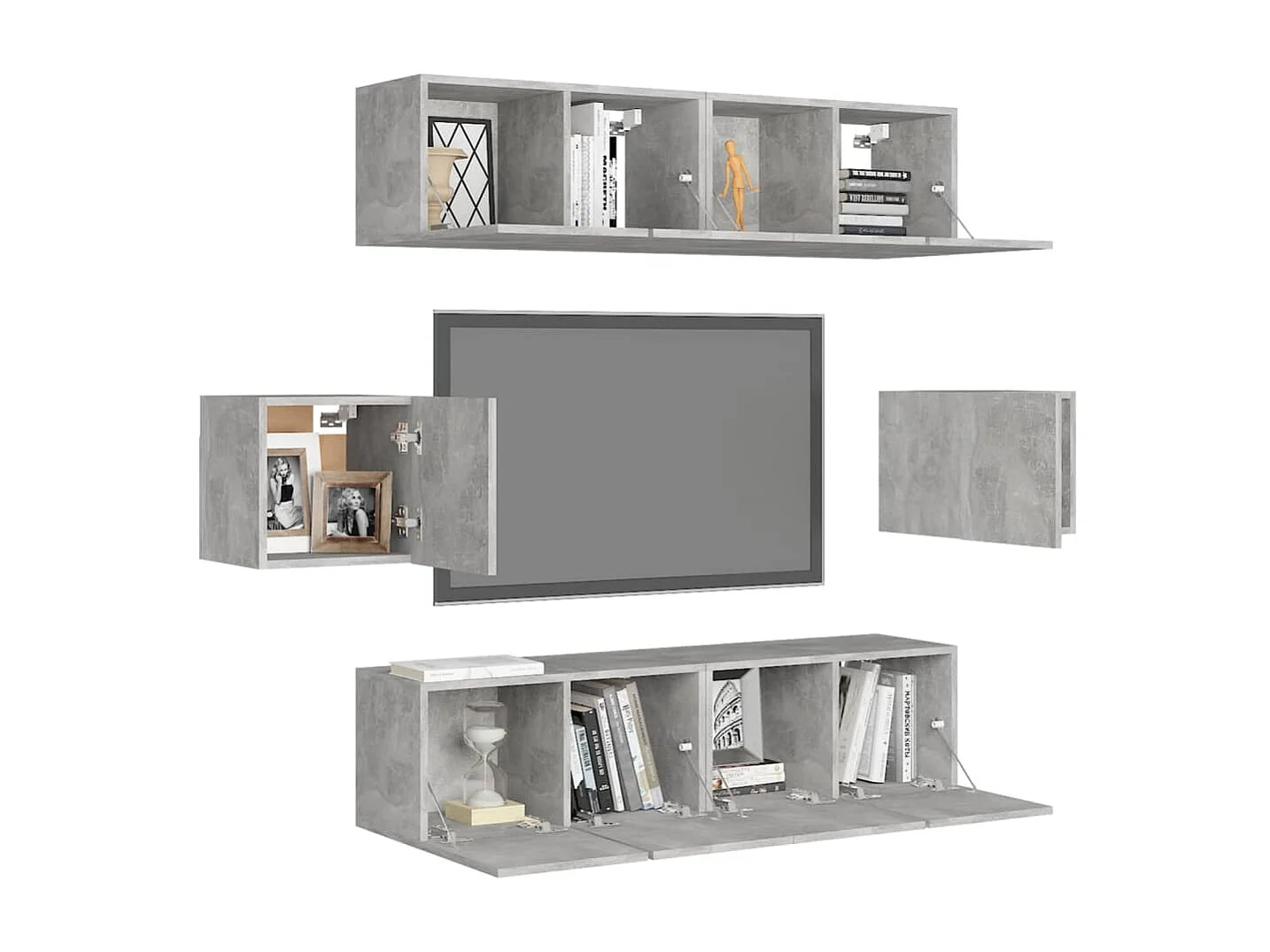 Meubles TV 6 pcs BEis béton Aggloméré BE98160