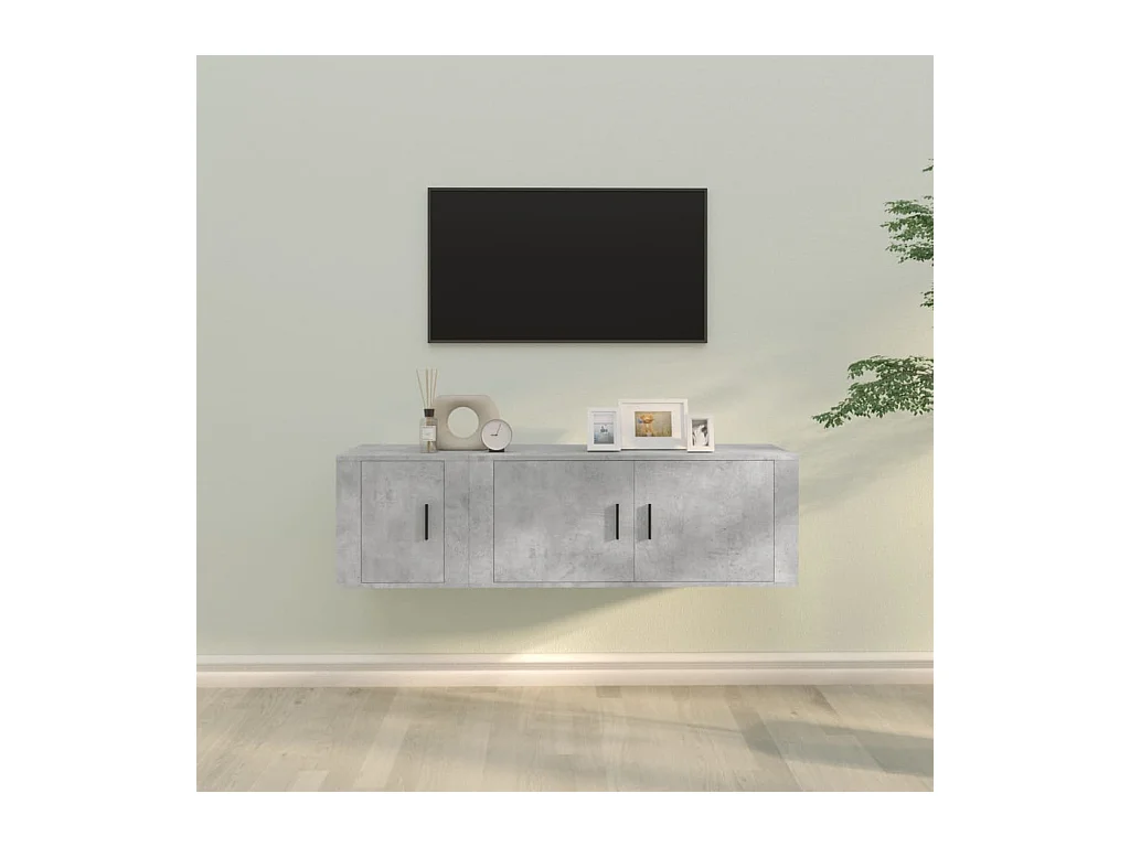 2-tlg. TV-Schrank-Set,TV-Möbel Betongrau Holzwerkstoff -gkd496415
