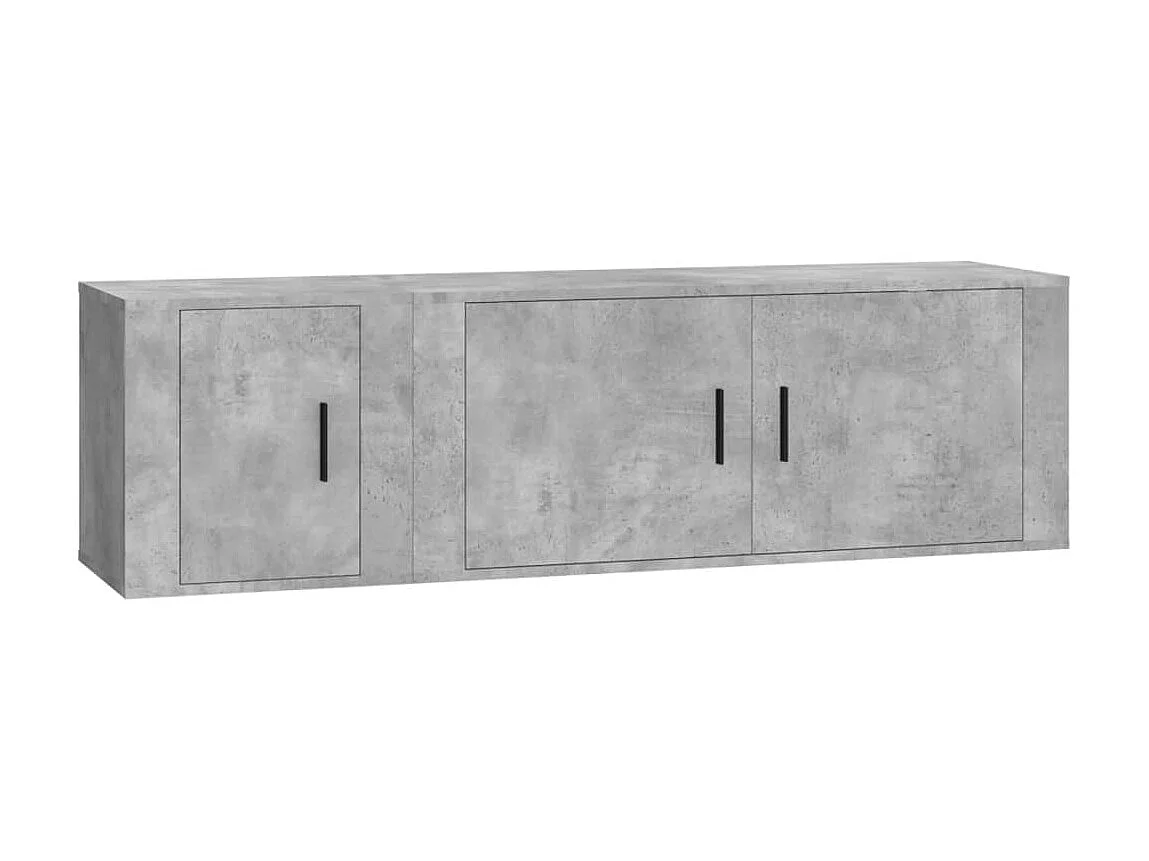 Meubles TV 2 pcs BEis béton bois d'ingénierie BE29908