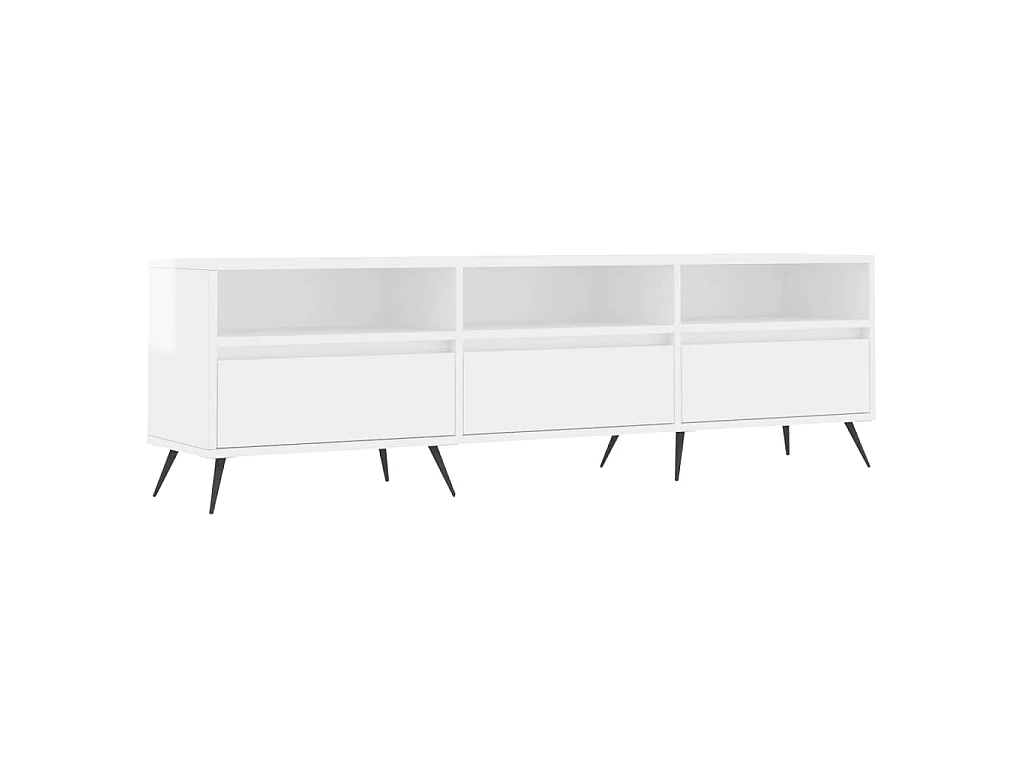 Meuble TV blanc brillant 150x30x44,5 cm bois d'ingénierie BE28598