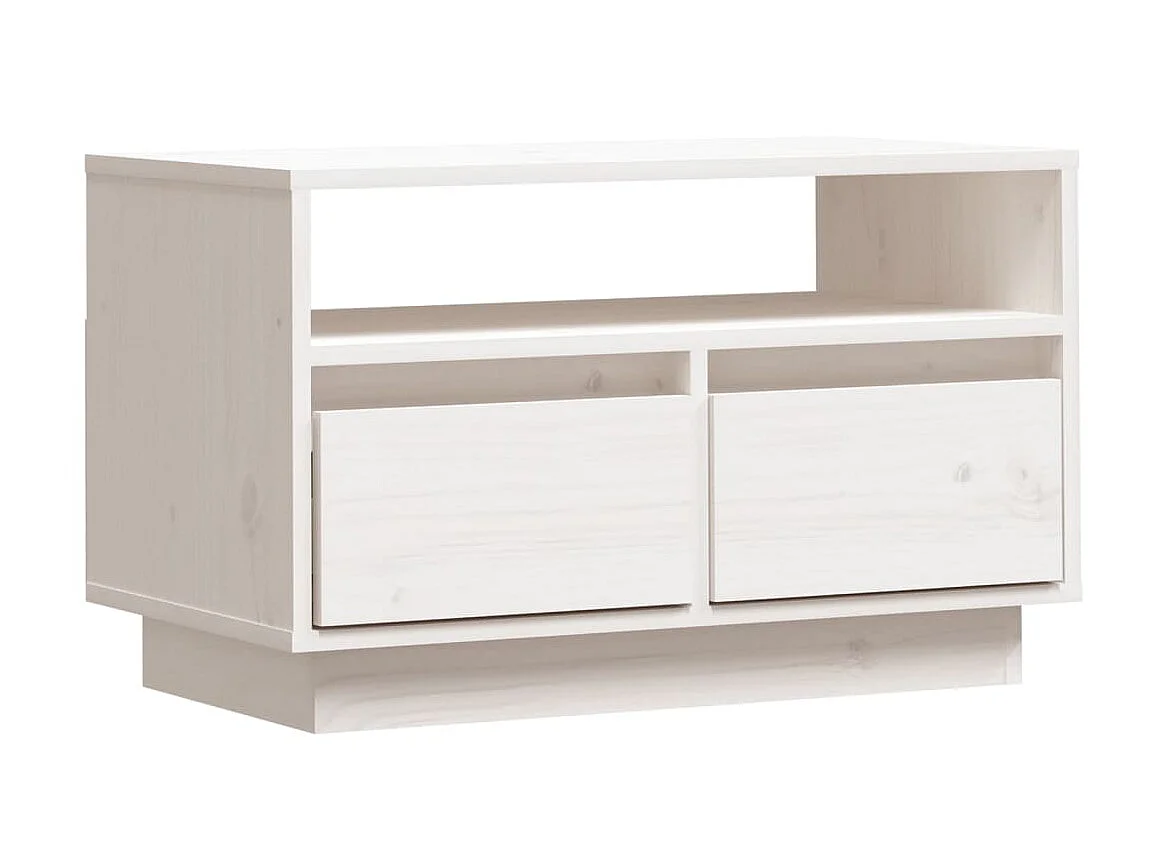 Móvel de TV 60x35x37 cm madeira de pinho maciça branco PT498373