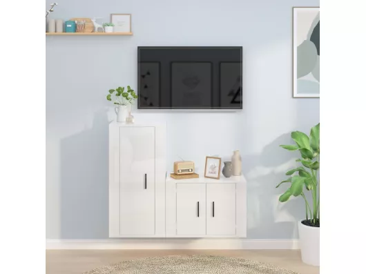 Kauf Unique 2-tlg. TV-Schrank-Set,TV-Möbel Hochglanz-Weiß Holzwerkstoff -gkd30906