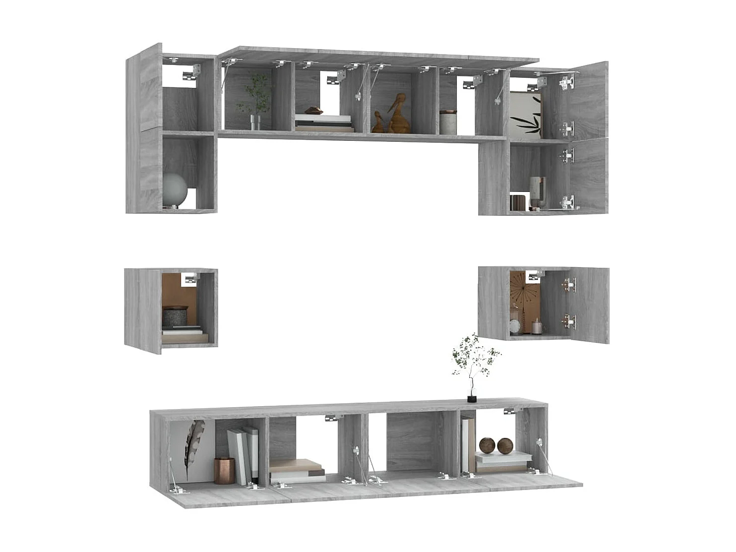 Set Mobili Porta TV | Armadietti TV 8pz Grigio Sonoma in Legno Multistrato