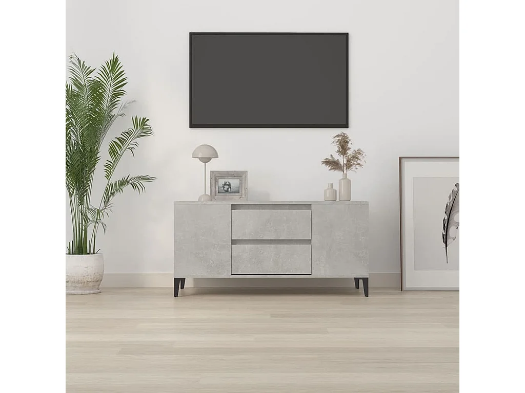 Meuble TV Gris béton 102x44,5x50 cm Bois d'ingénierie BE15046
