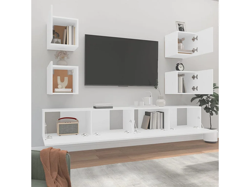 6-tlg. TV-Schrank-Set,TV-Möbel Weiß Holzwerkstoff -gkd250578