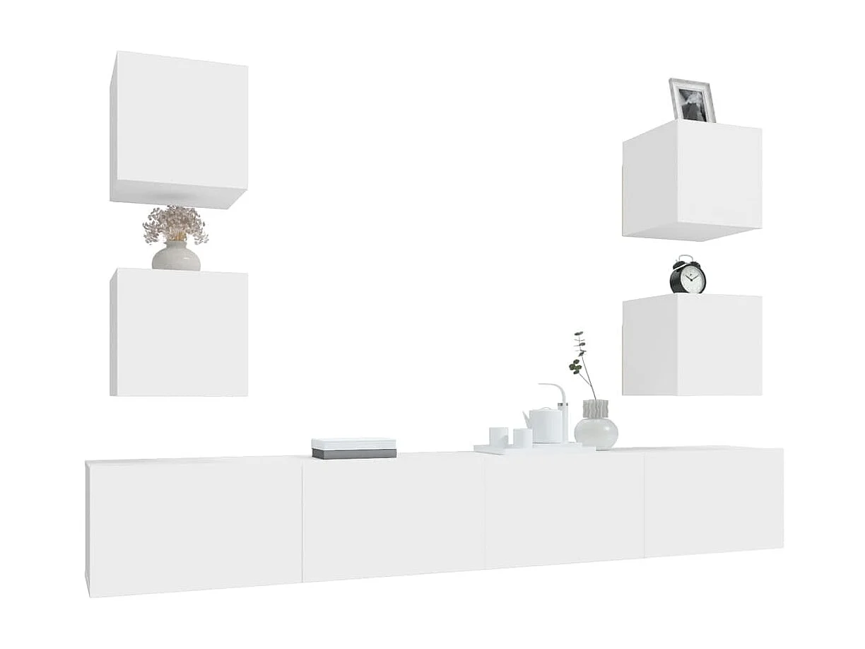 6-tlg. TV-Schrank-Set,TV-Möbel Weiß Holzwerkstoff -gkd250578