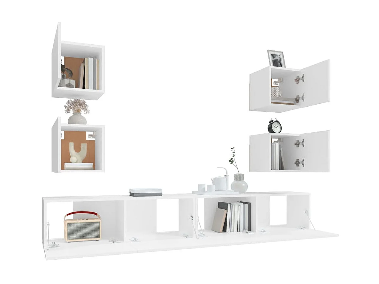 6-tlg. TV-Schrank-Set,TV-Möbel Weiß Holzwerkstoff -gkd250578